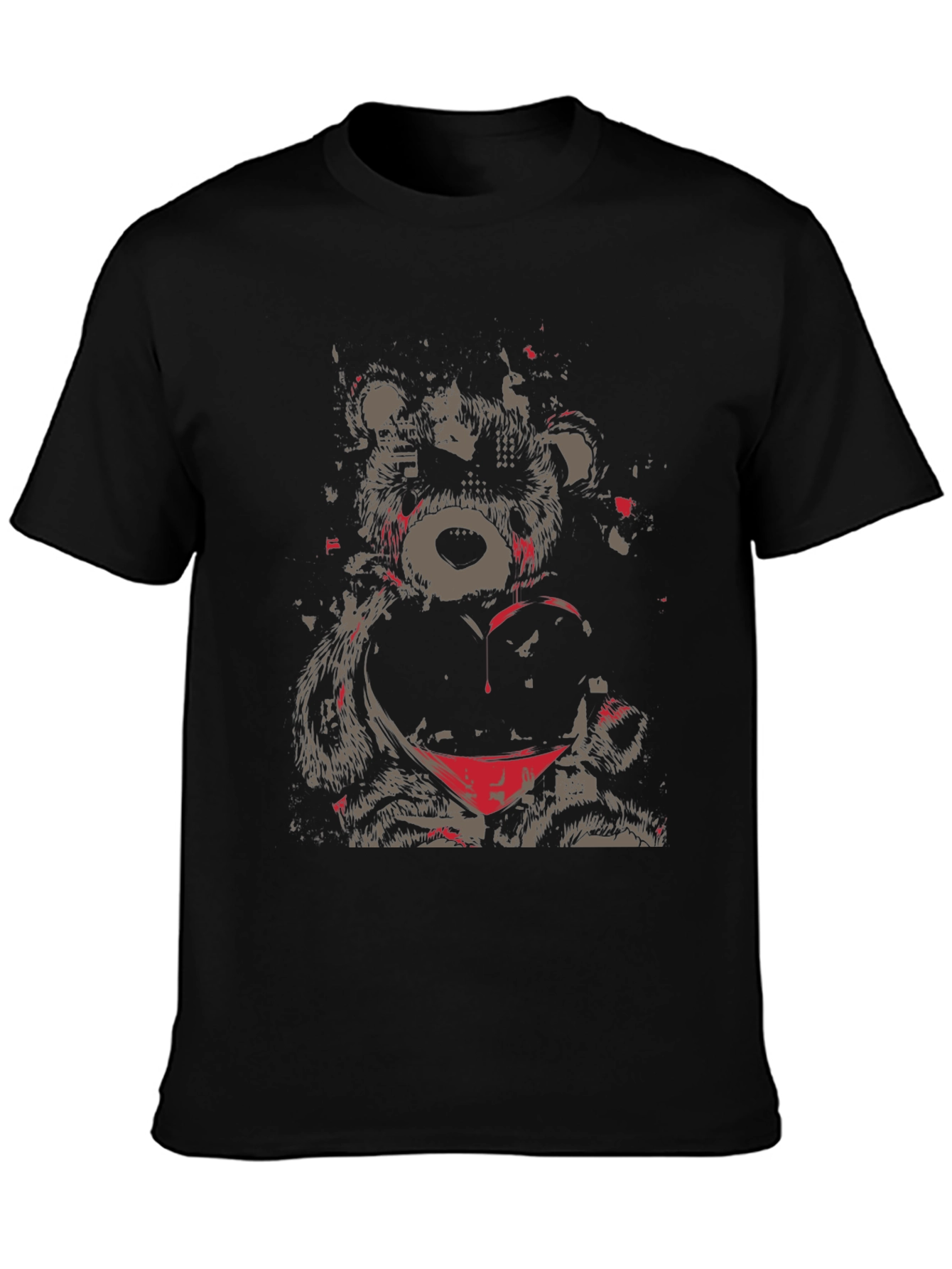 Grunge Bear Graphic Tee - Black T-Shirt