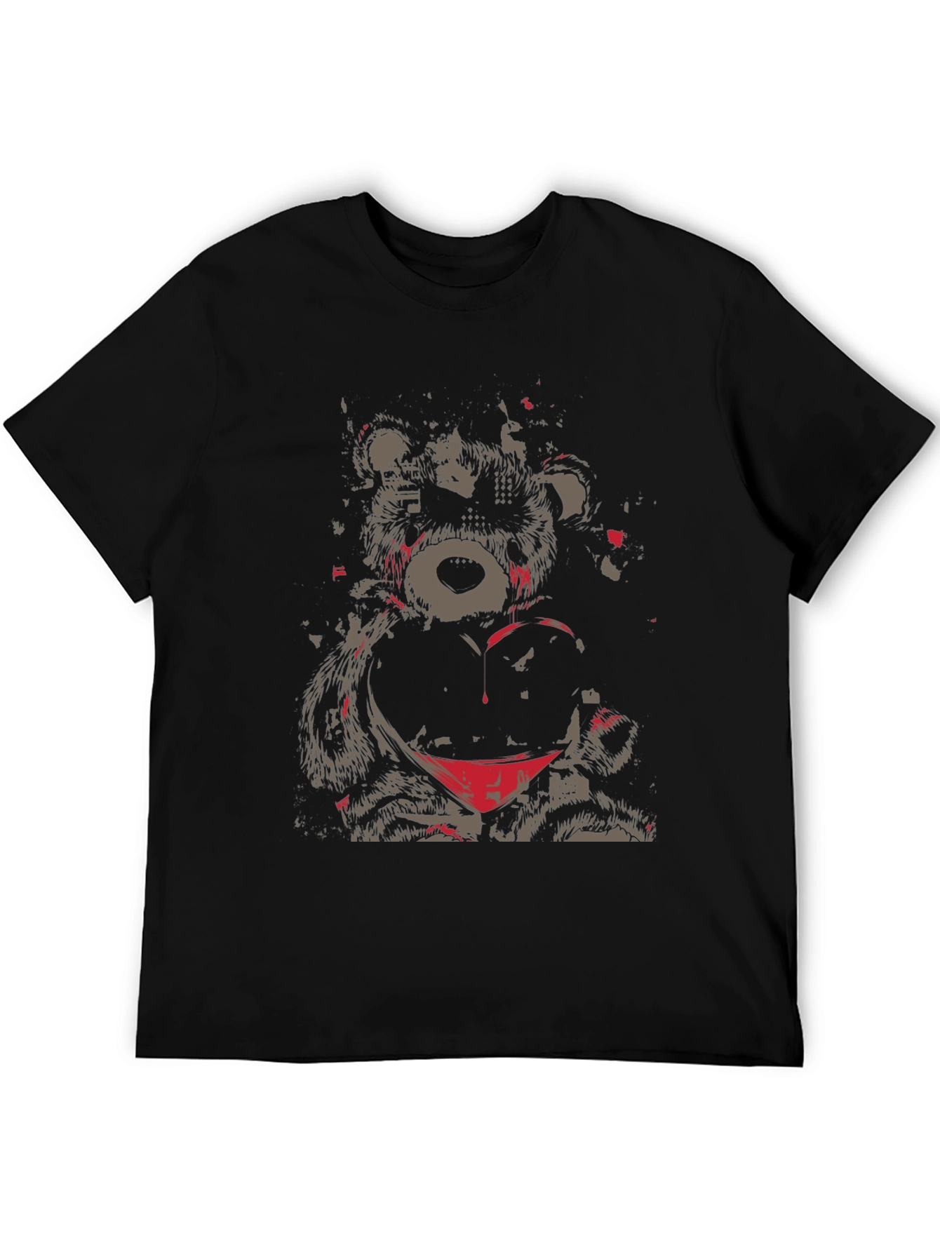 Grunge Bear Graphic Tee - Black T-Shirt