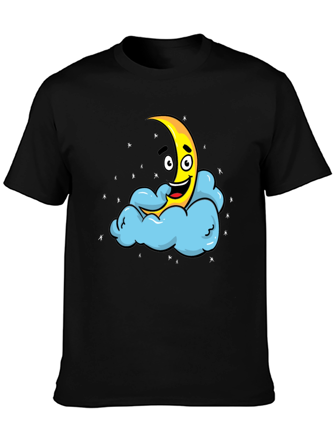 Cartoon Moon & Cloud Graphic T-Shirt