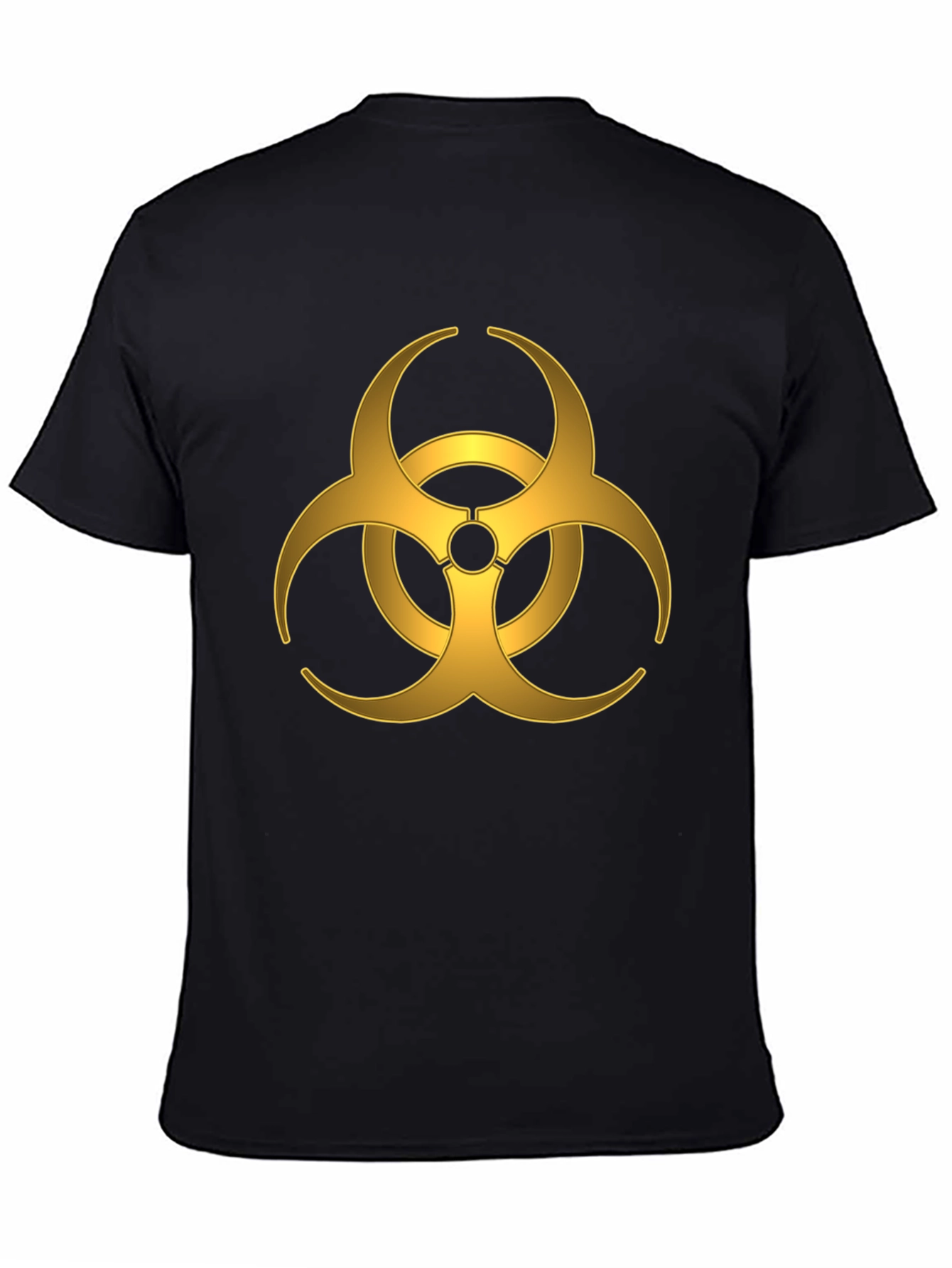 Gold Biohazard Symbol T-Shirt - Mens Black Tee