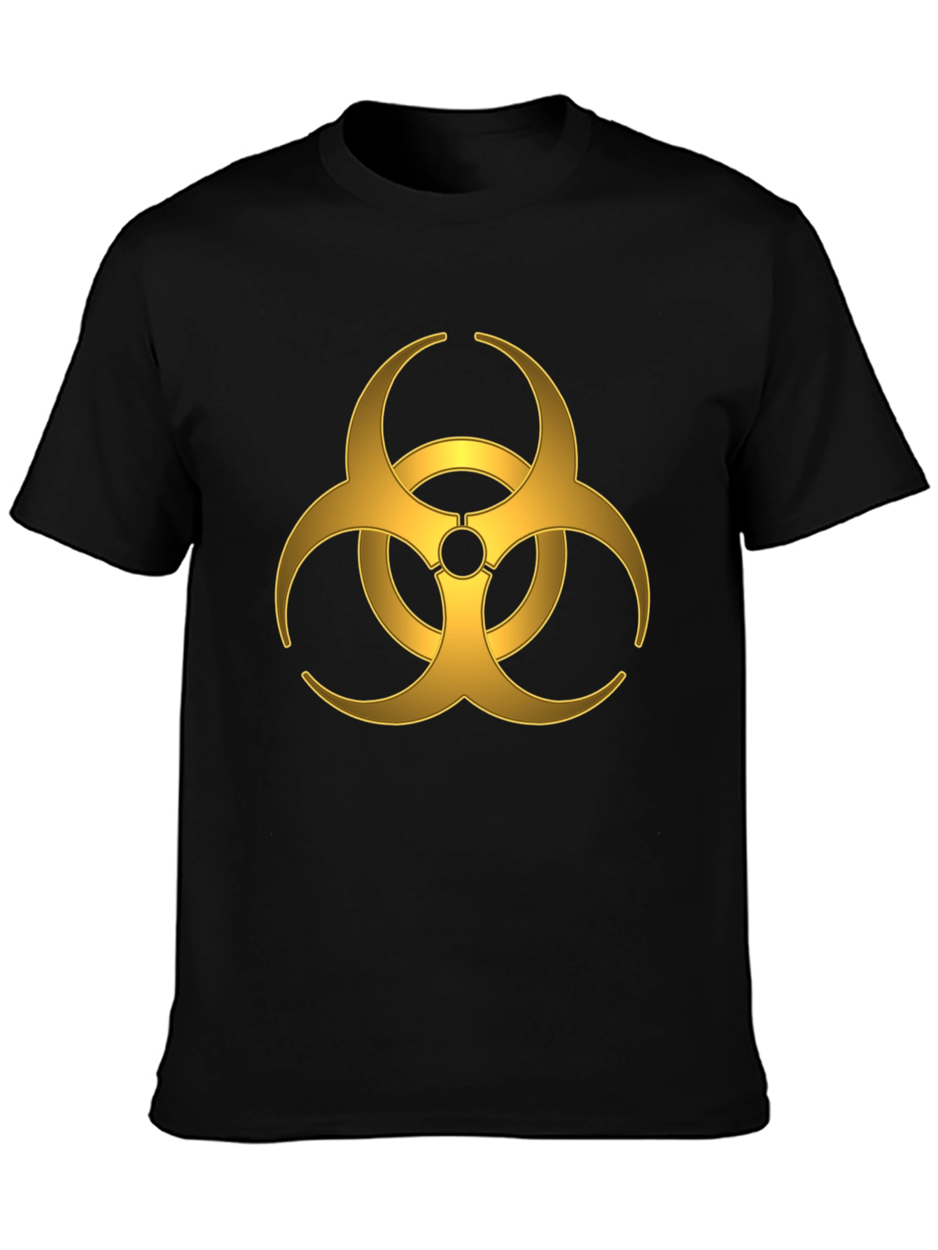 Gold Biohazard Symbol T-Shirt - Mens Black Tee