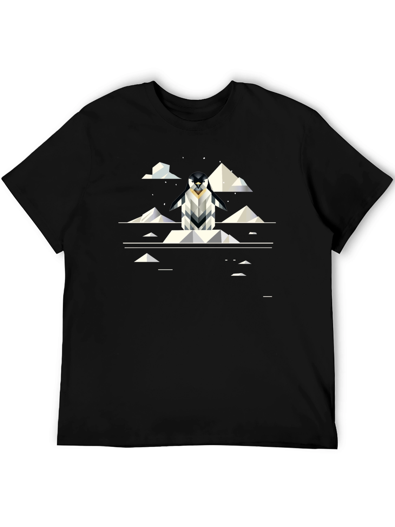 Geometric Penguin Graphic Black T-Shirt