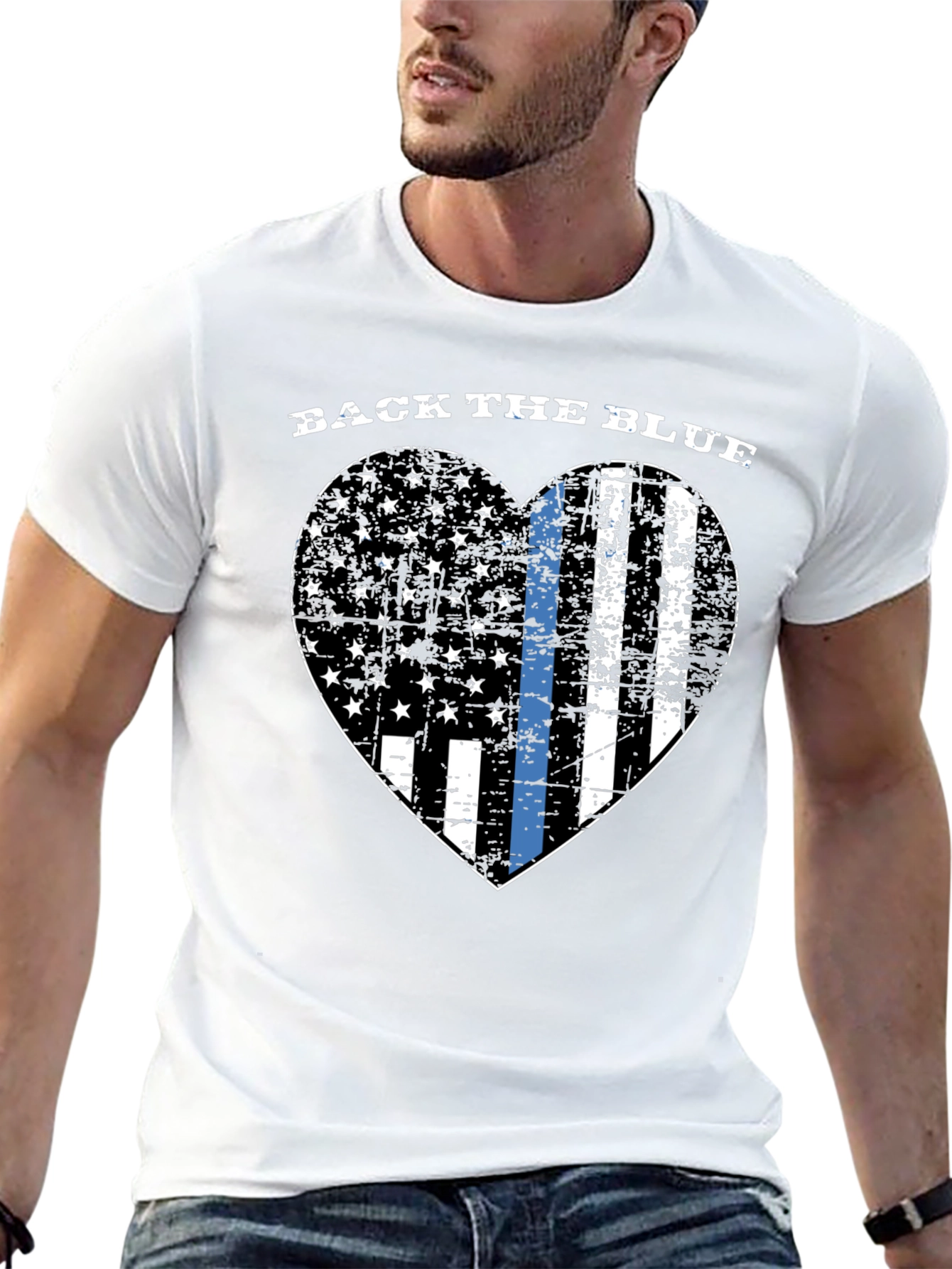 Back the Blue Heart Flag Graphic Tee