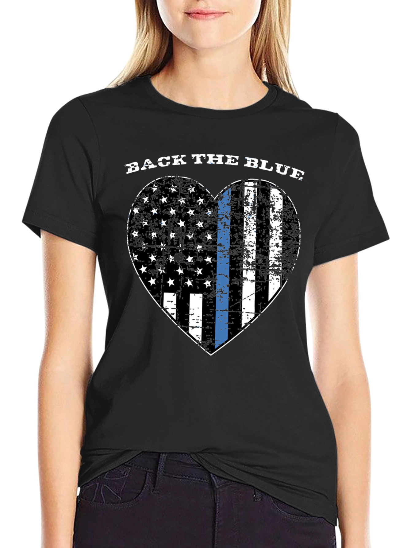 Back the Blue Heart Flag Graphic Tee