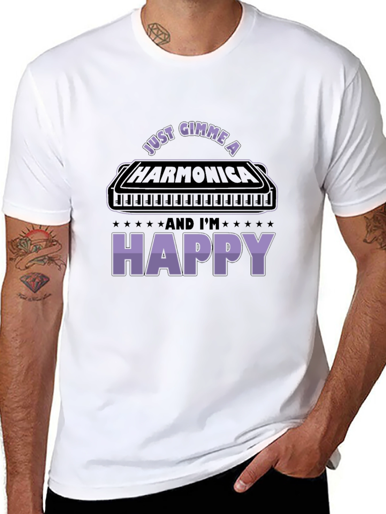 Harmonica Lover Graphic Tee - Music Gift