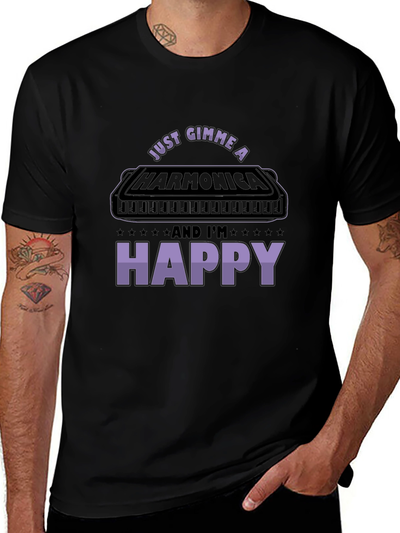 Harmonica Lover Graphic Tee - Music Gift