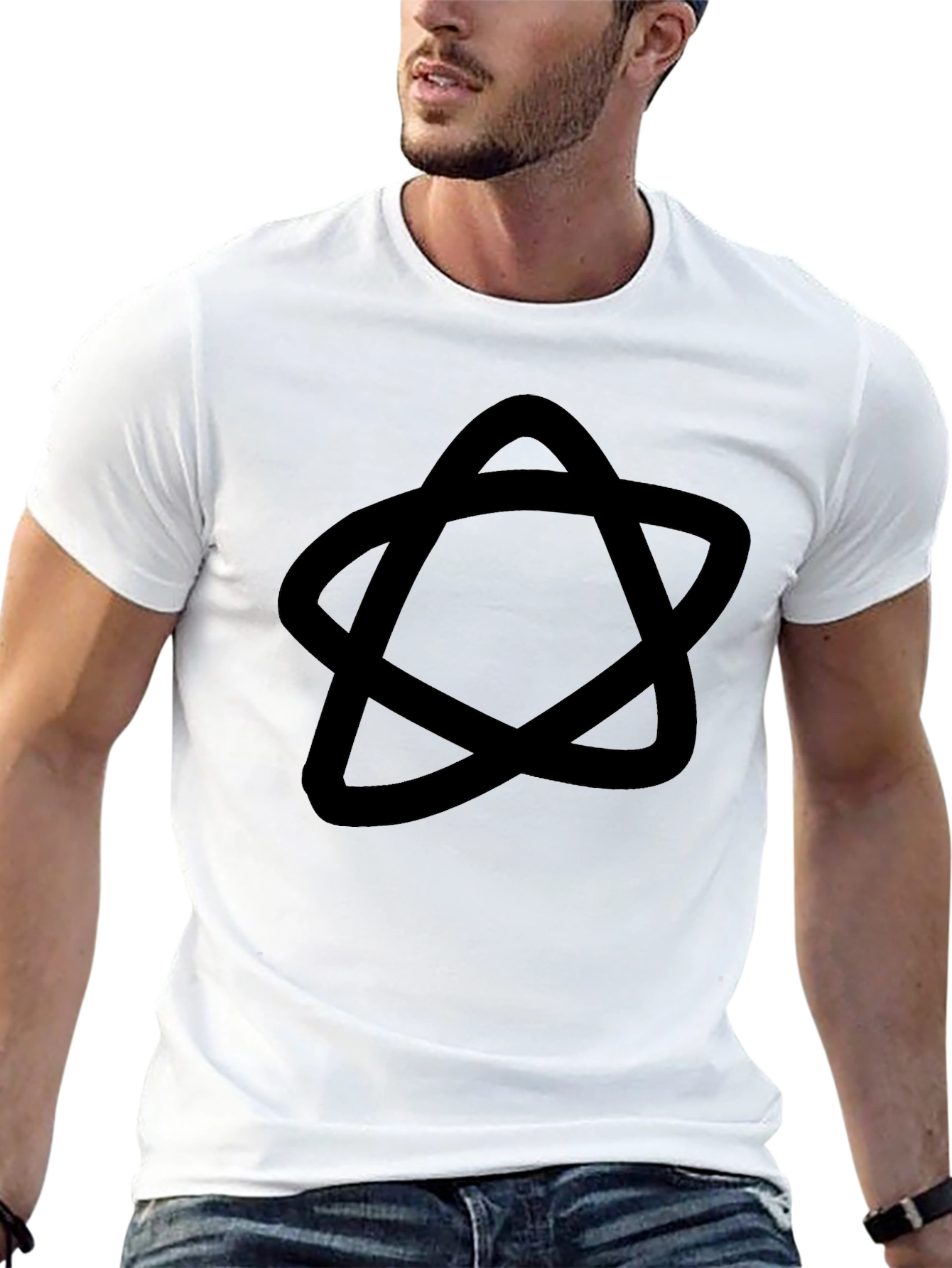 Abstract Star Black T-Shirt - Casual Style