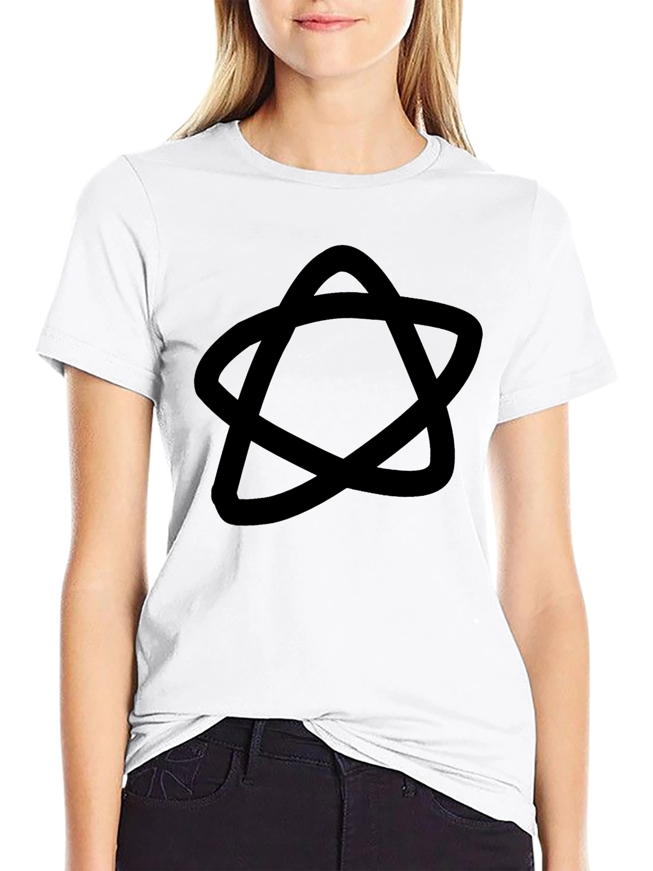 Abstract Star Black T-Shirt - Casual Style