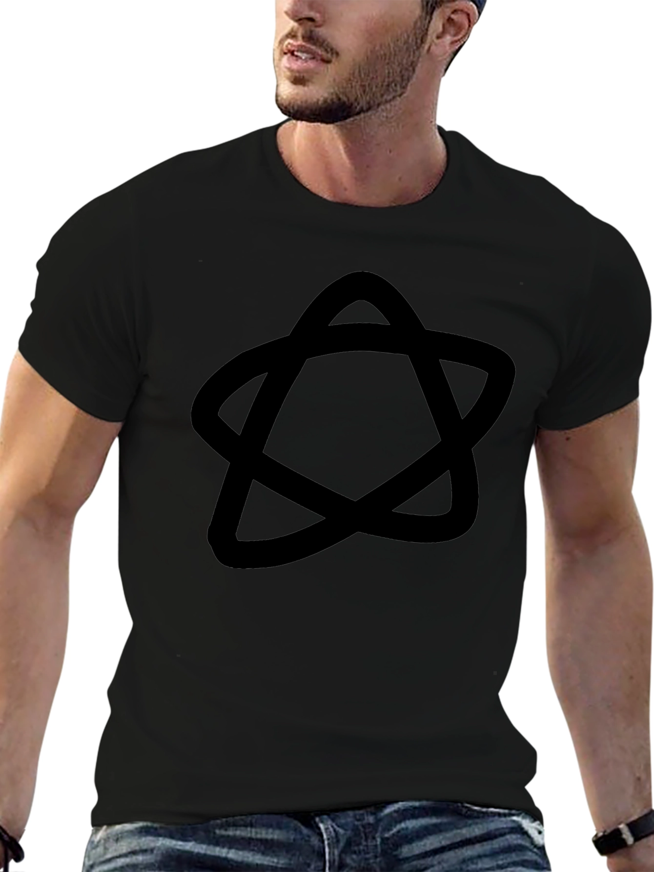 Abstract Star Black T-Shirt - Casual Style