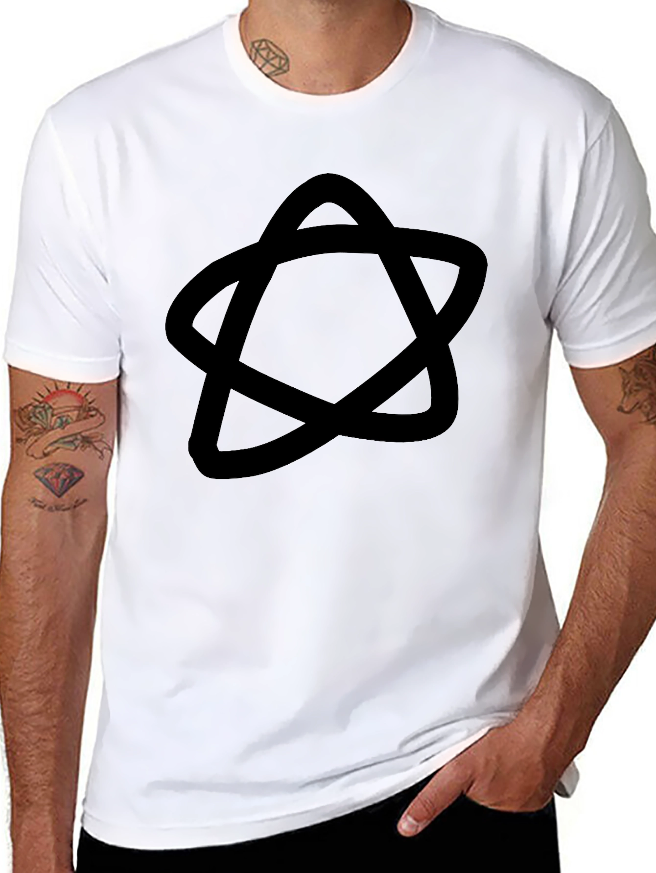 Abstract Star Black T-Shirt - Casual Style