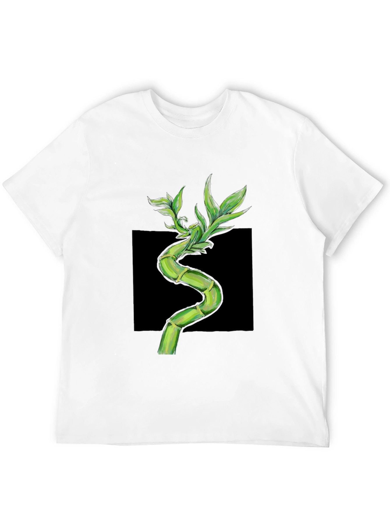 Bamboo Print Black T-Shirt
