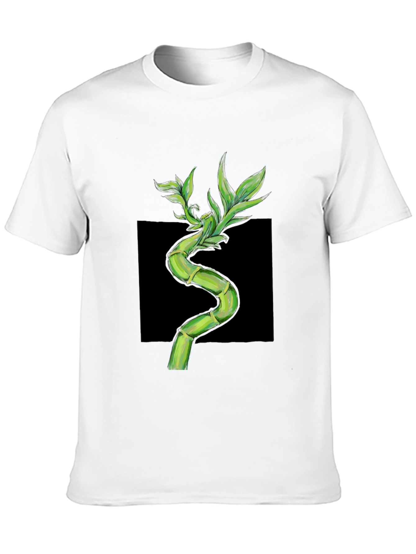 Bamboo Print Black T-Shirt