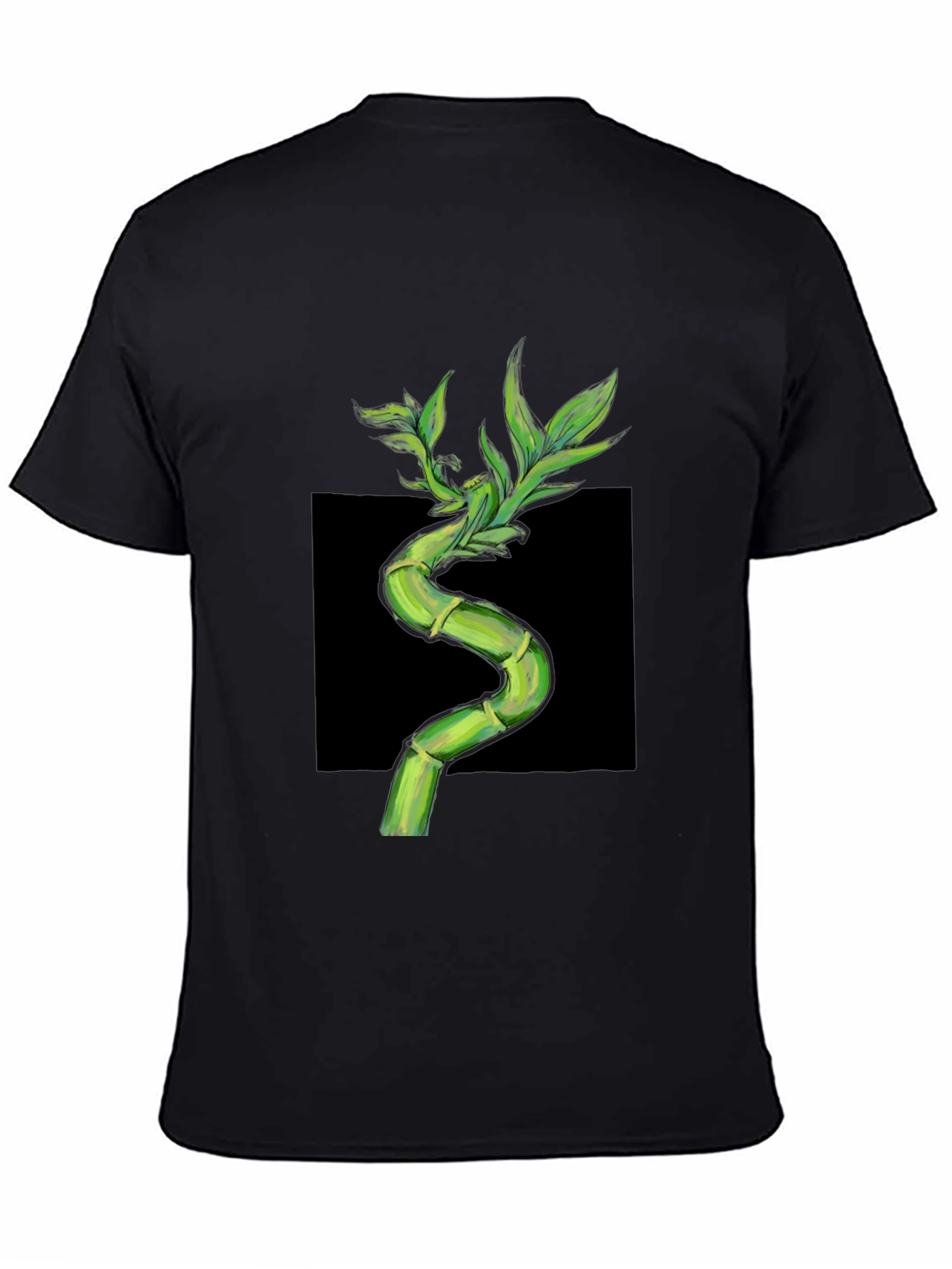 Bamboo Print Black T-Shirt