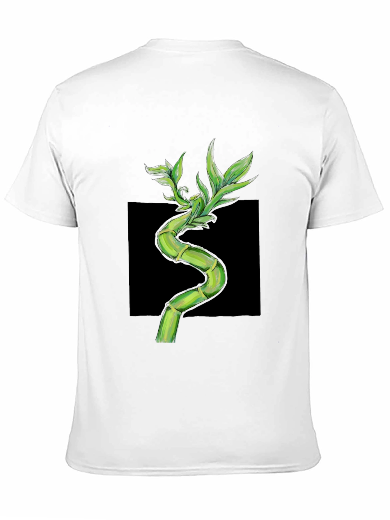 Bamboo Print Black T-Shirt