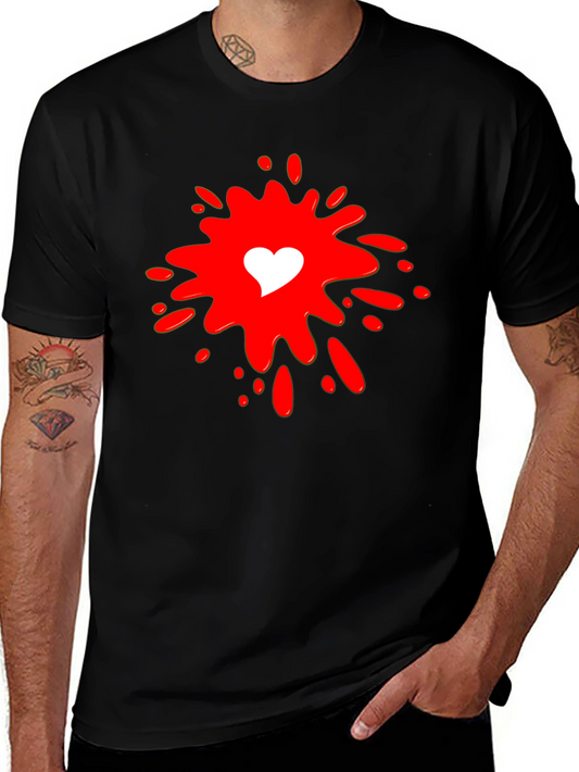 Heart Splash Graphic T-Shirt - Stylish Mens Tee