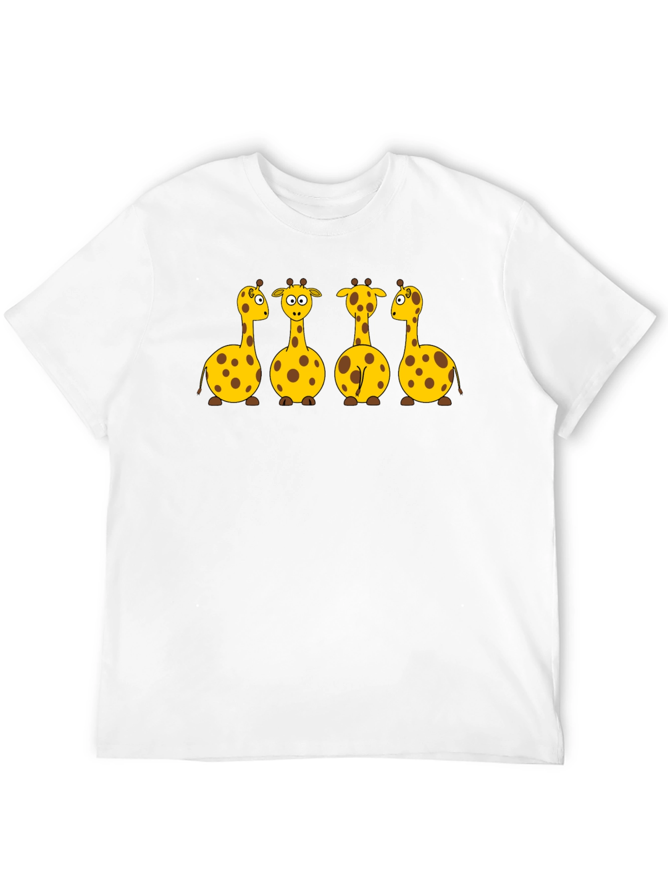 Giraffe Cartoon Graphic Print Black T-Shirt