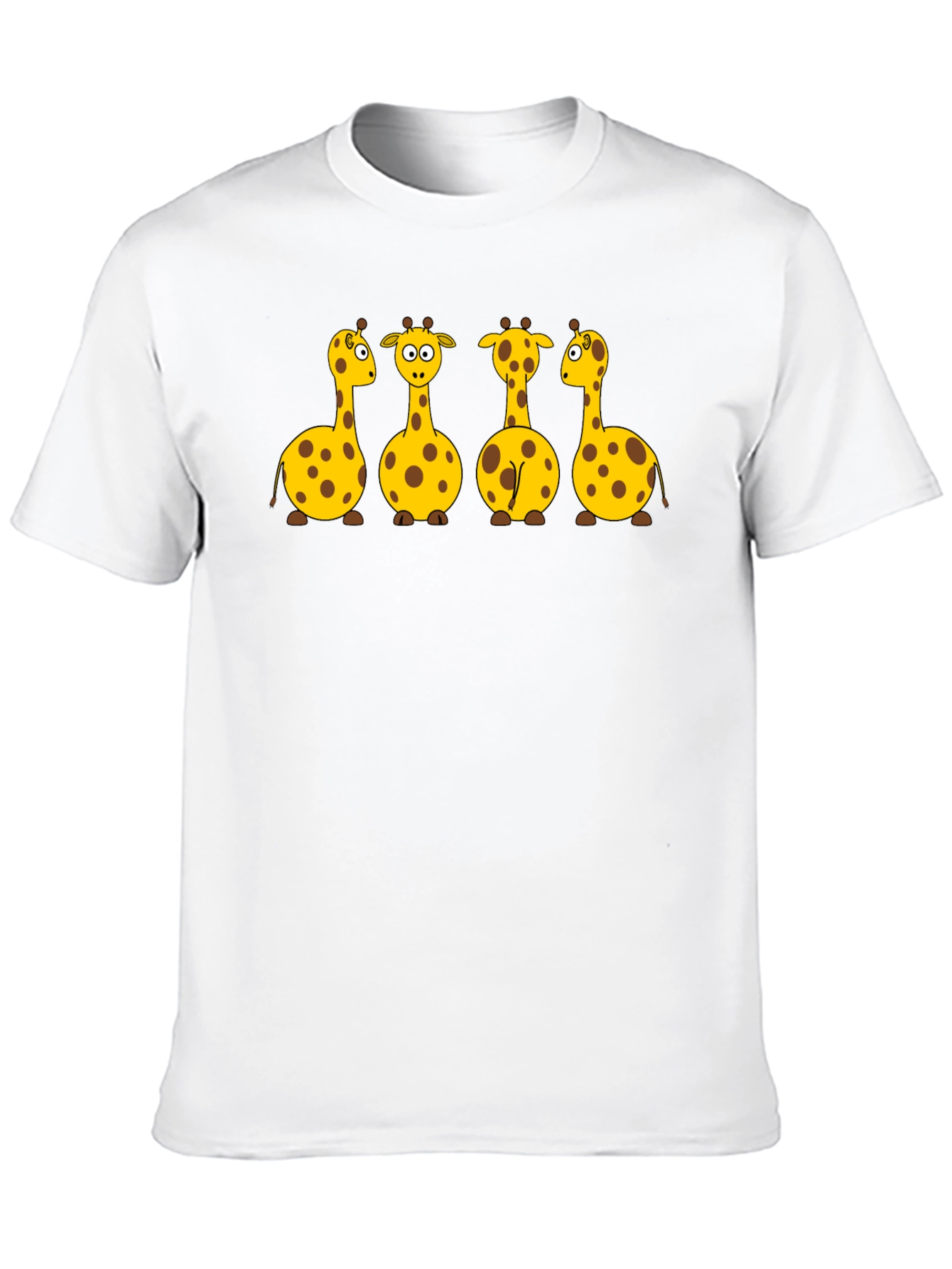 Giraffe Cartoon Graphic Print Black T-Shirt