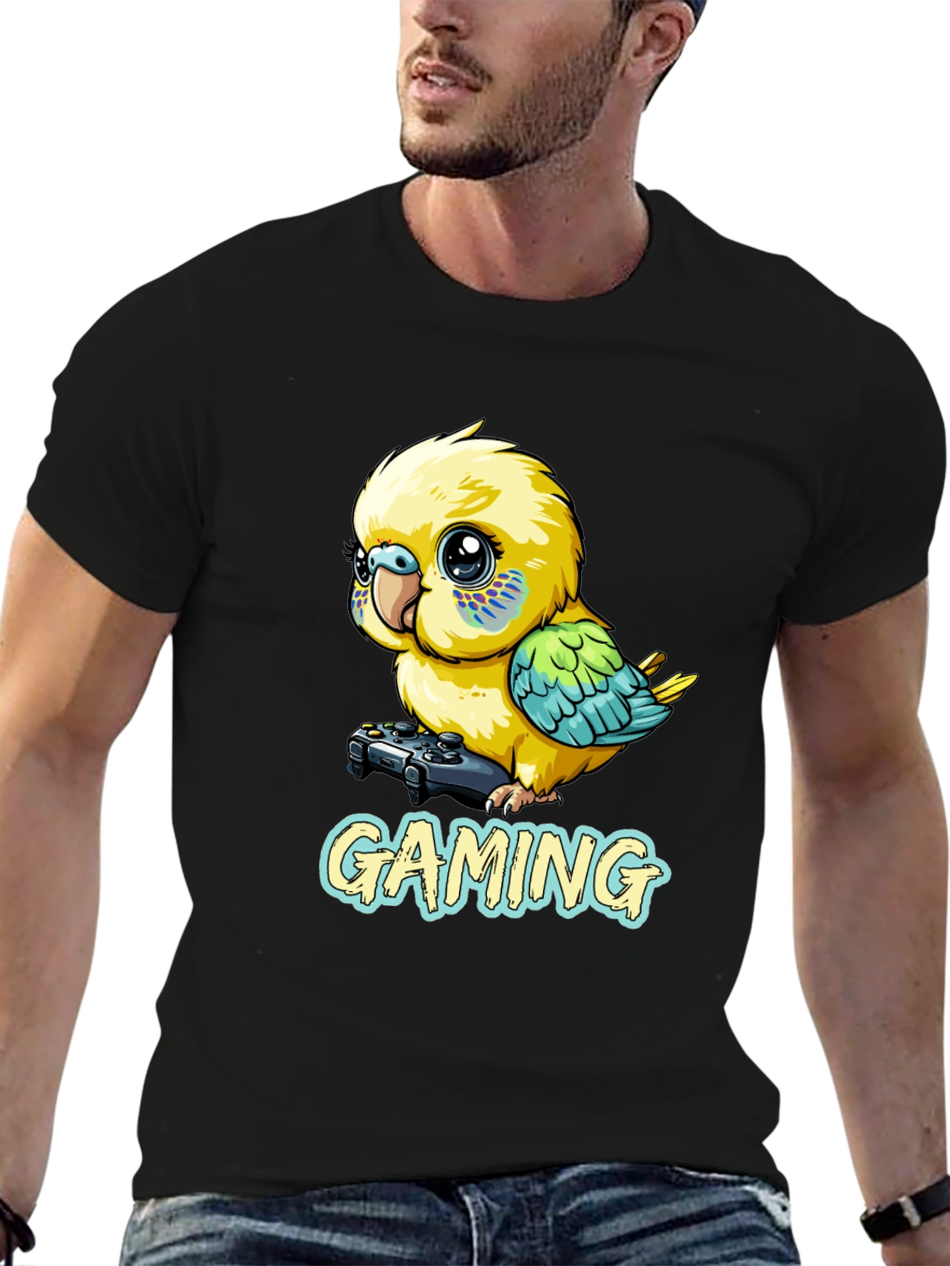 Gaming Parakeet Black T-Shirt