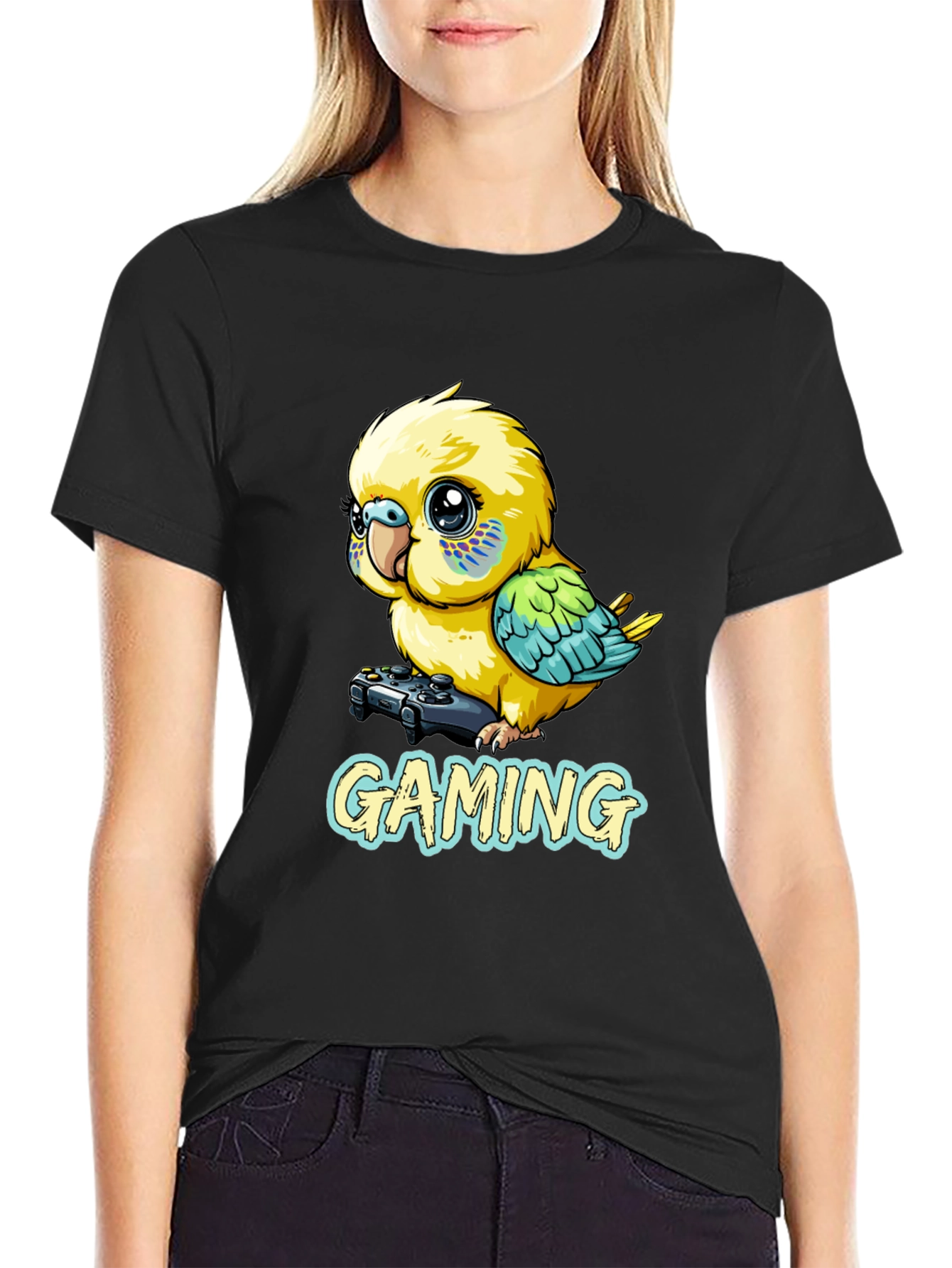 Gaming Parakeet Black T-Shirt