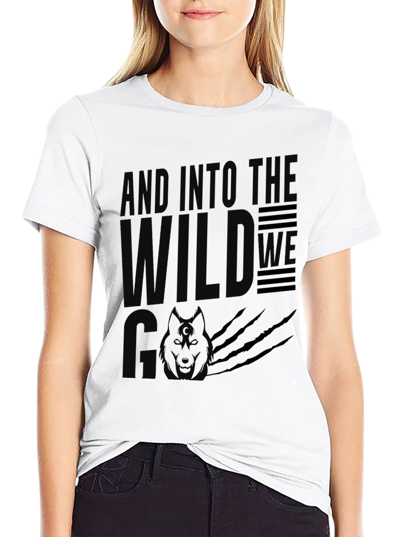 And Into the Wild T-Shirt - Black Wolf Design