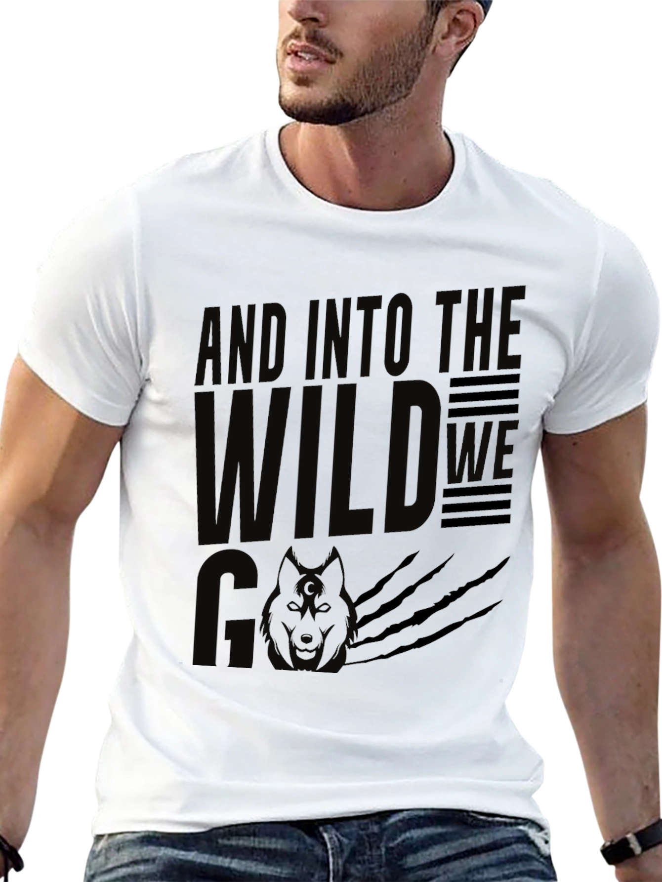 And Into the Wild T-Shirt - Black Wolf Design