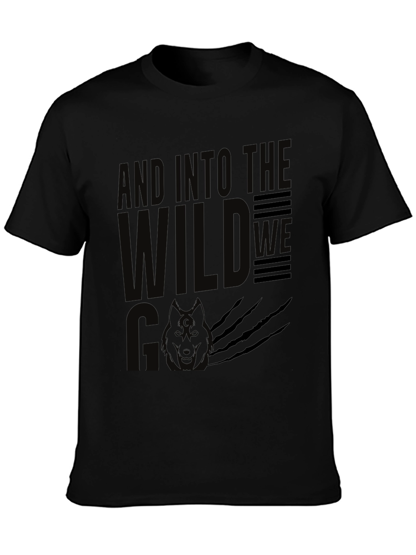 And Into the Wild T-Shirt - Black Wolf Design