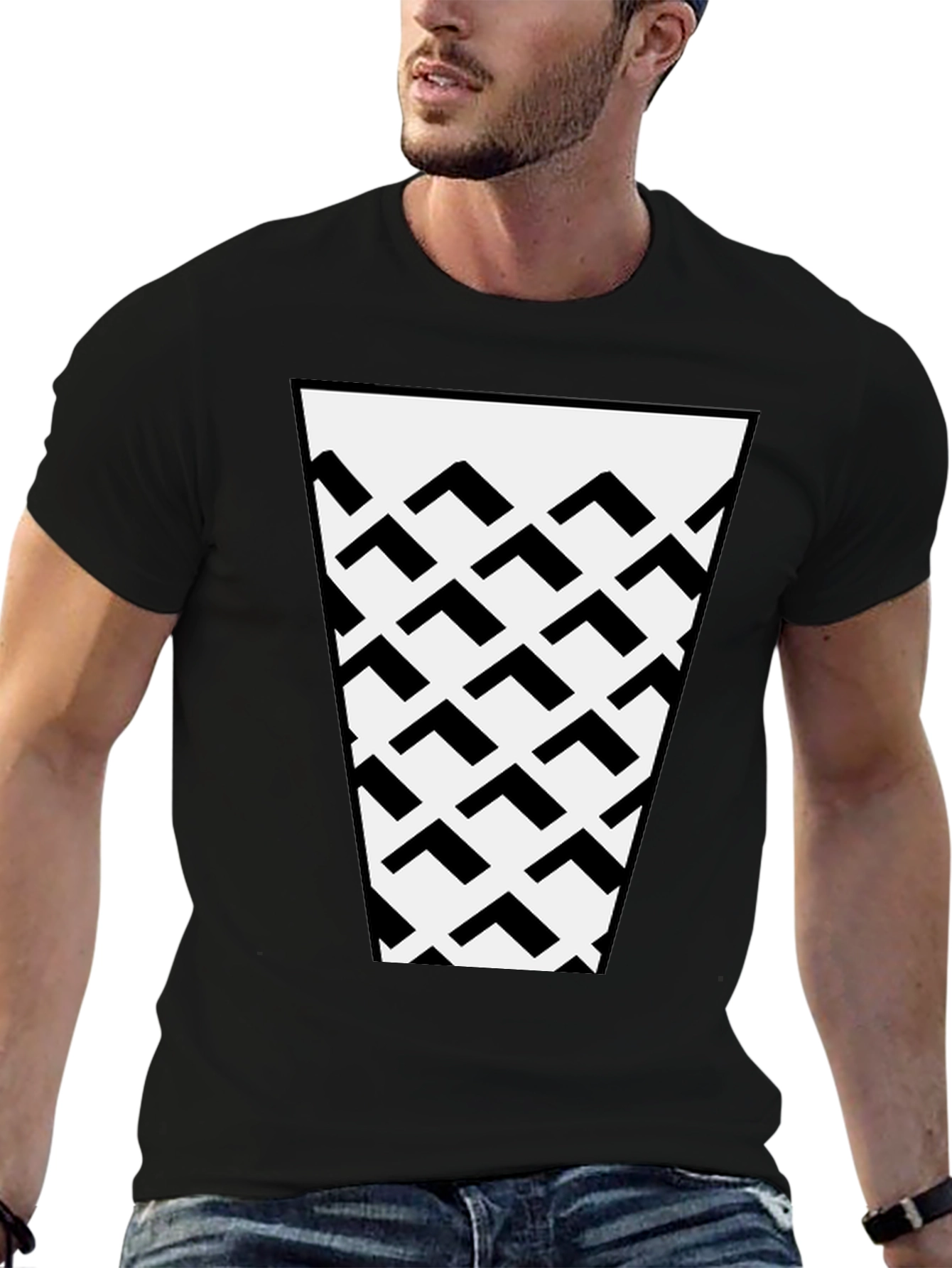 Geometric Arrow Pattern T-Shirt - Modern Graphic Tee