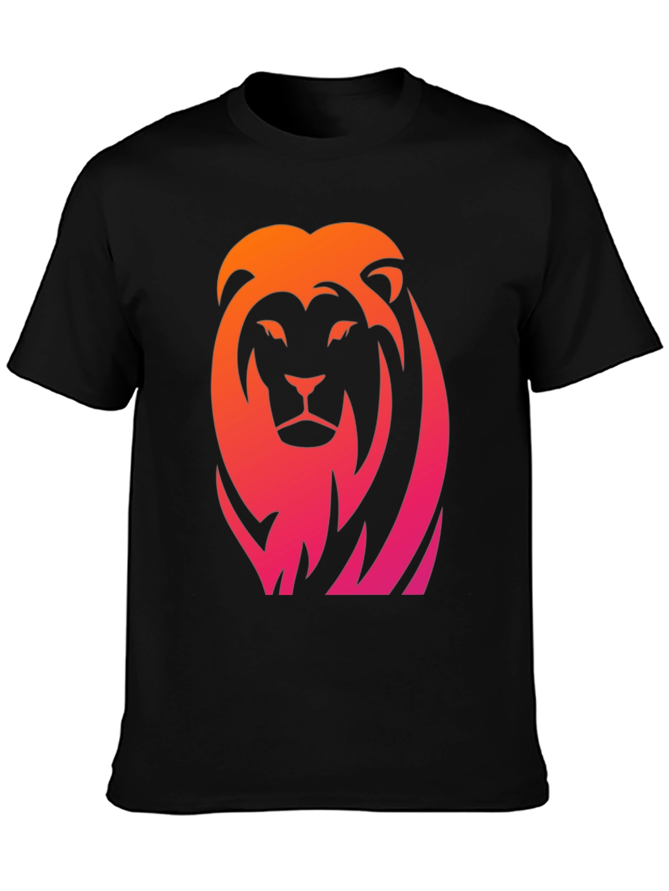 Gradient Lion Graphic Black Tee