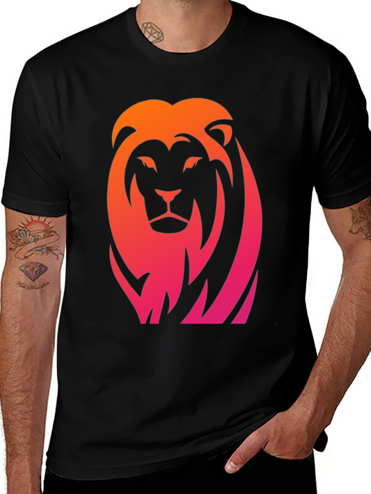 Gradient Lion Graphic Black Tee