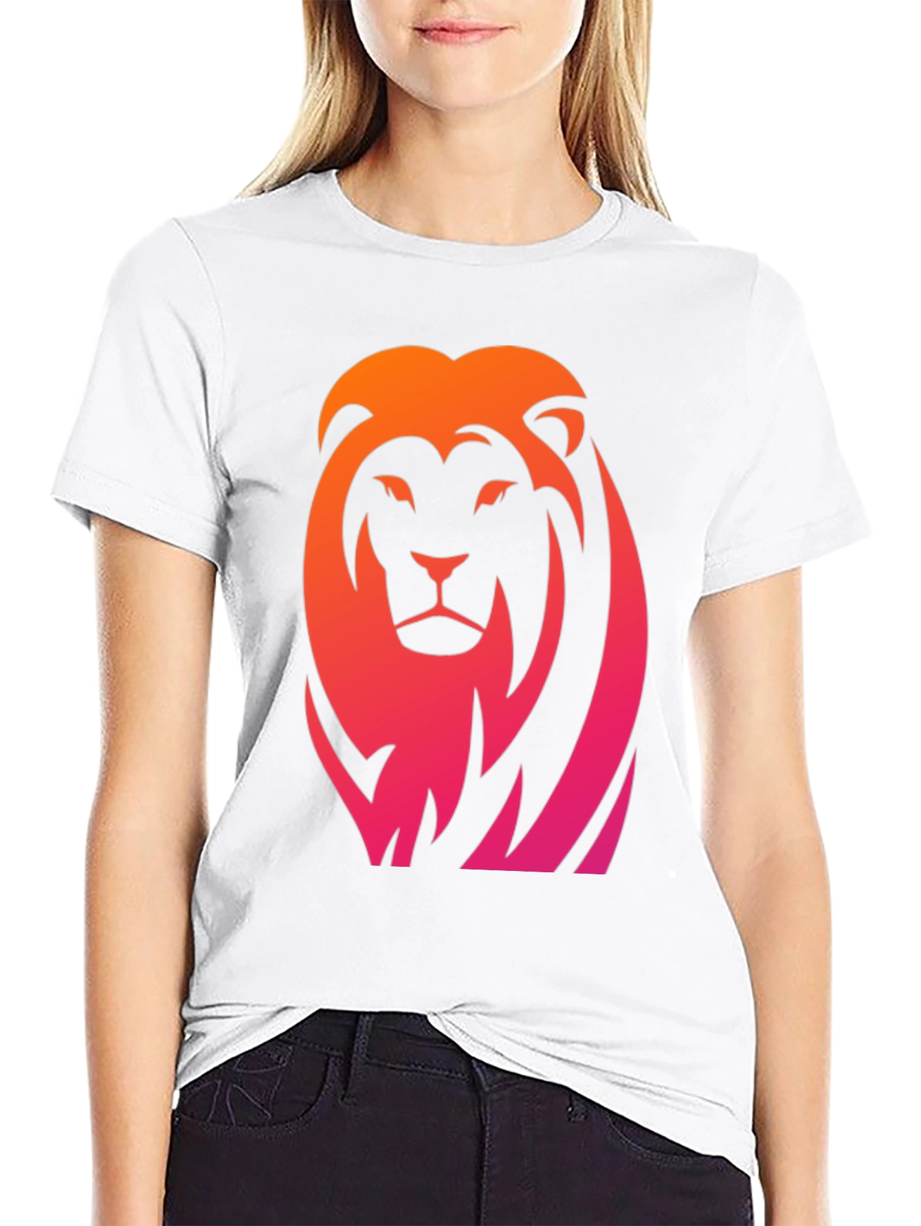 Gradient Lion Graphic Black Tee