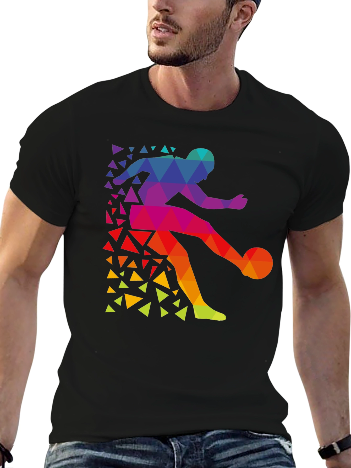 Geometric Soccer Player T-Shirt - Stylish Graphic Tee