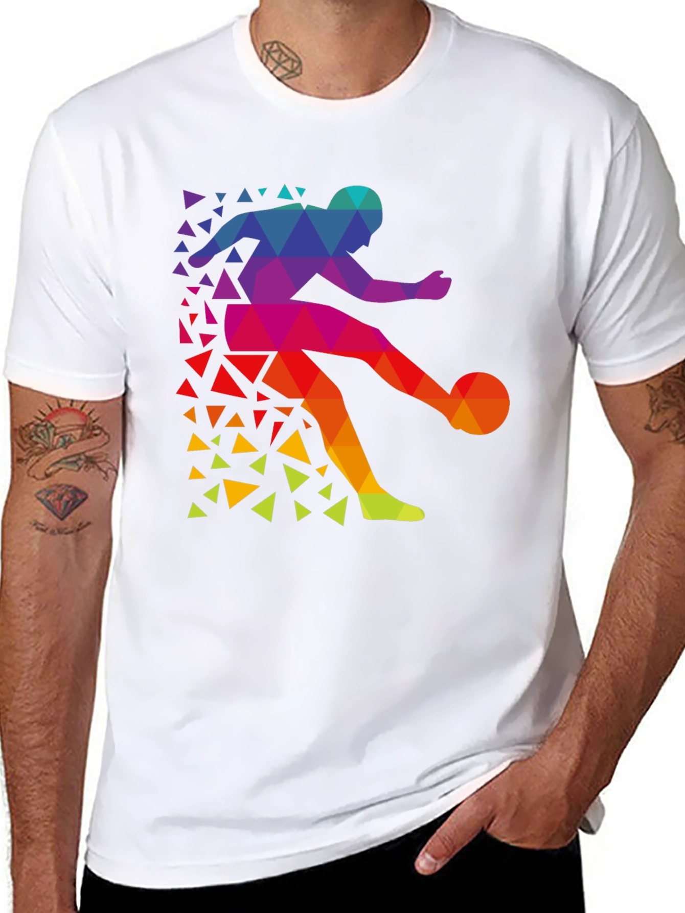Geometric Soccer Player T-Shirt - Stylish Graphic Tee