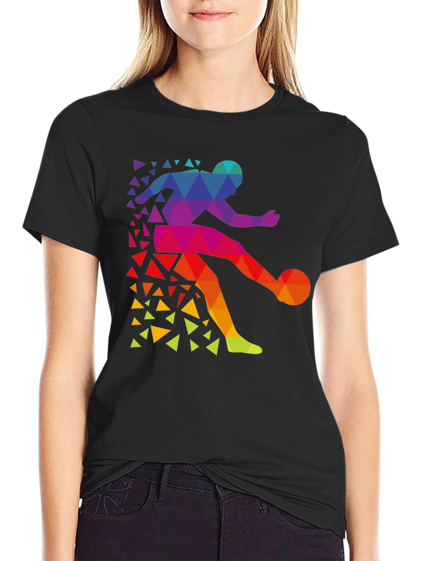 Geometric Soccer Player T-Shirt - Stylish Graphic Tee
