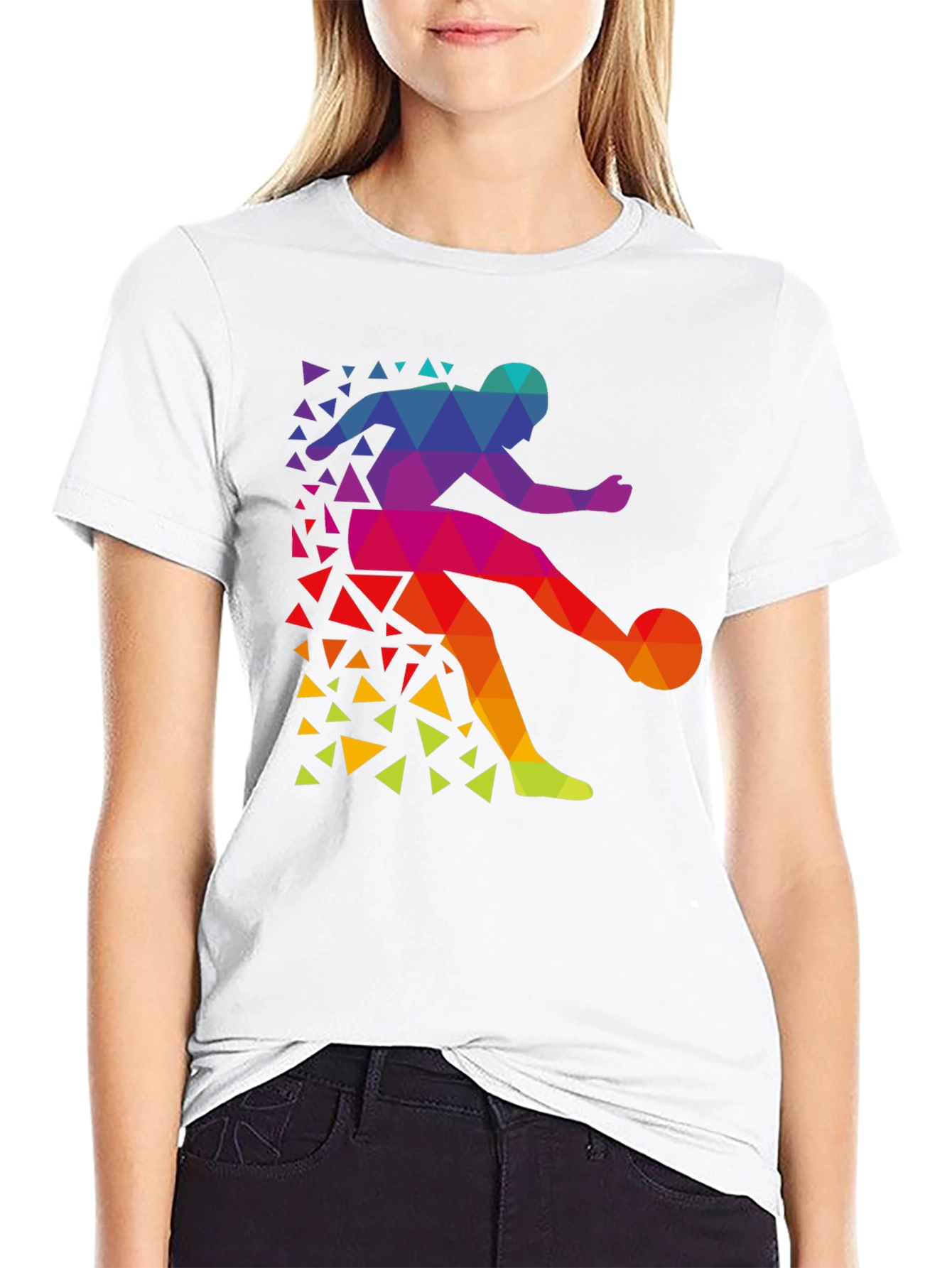 Geometric Soccer Player T-Shirt - Stylish Graphic Tee
