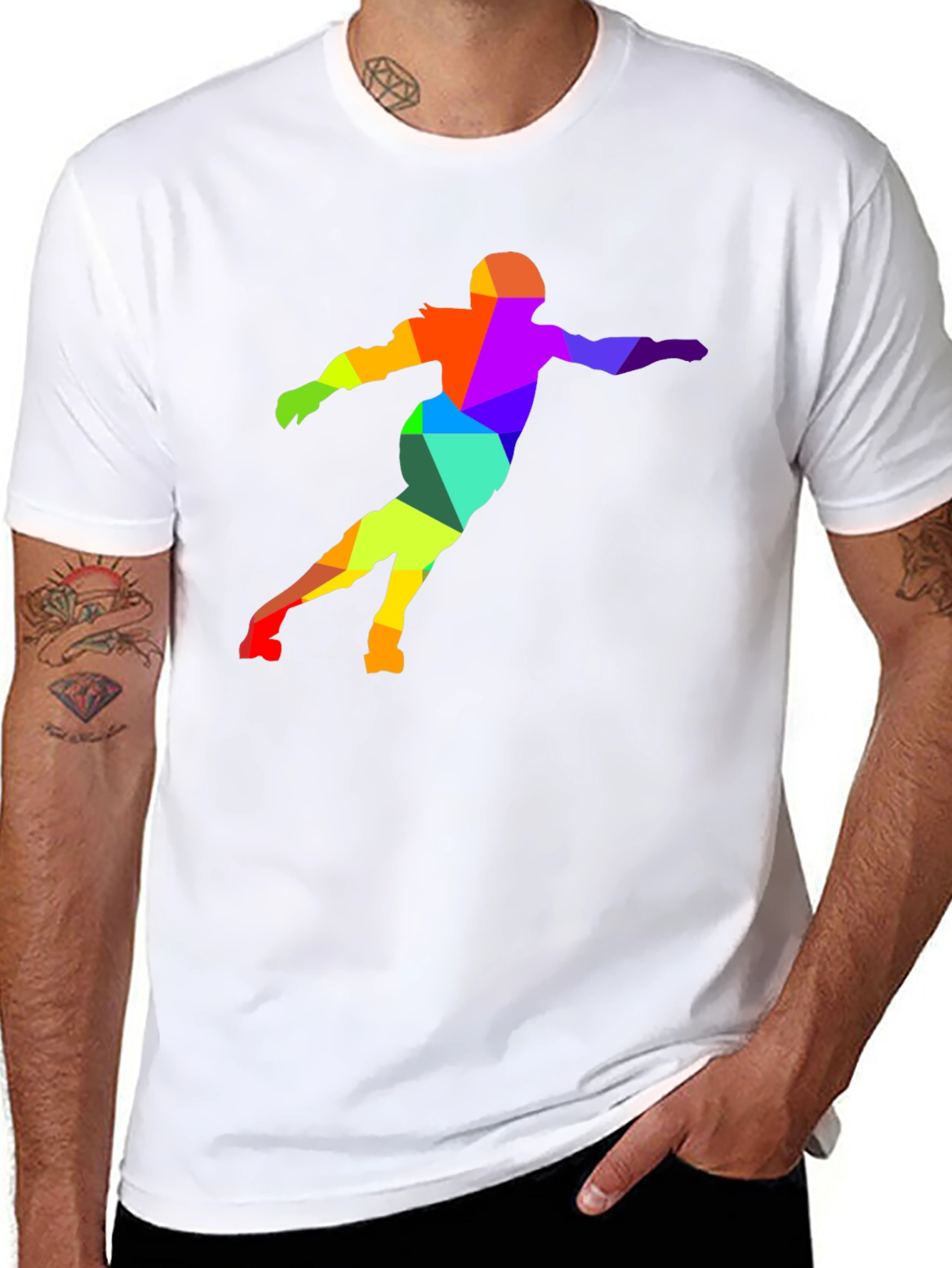 Abstract Geometric Rainbow Figure T-Shirt