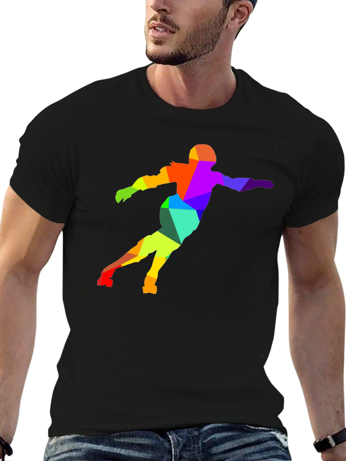 Abstract Geometric Rainbow Figure T-Shirt