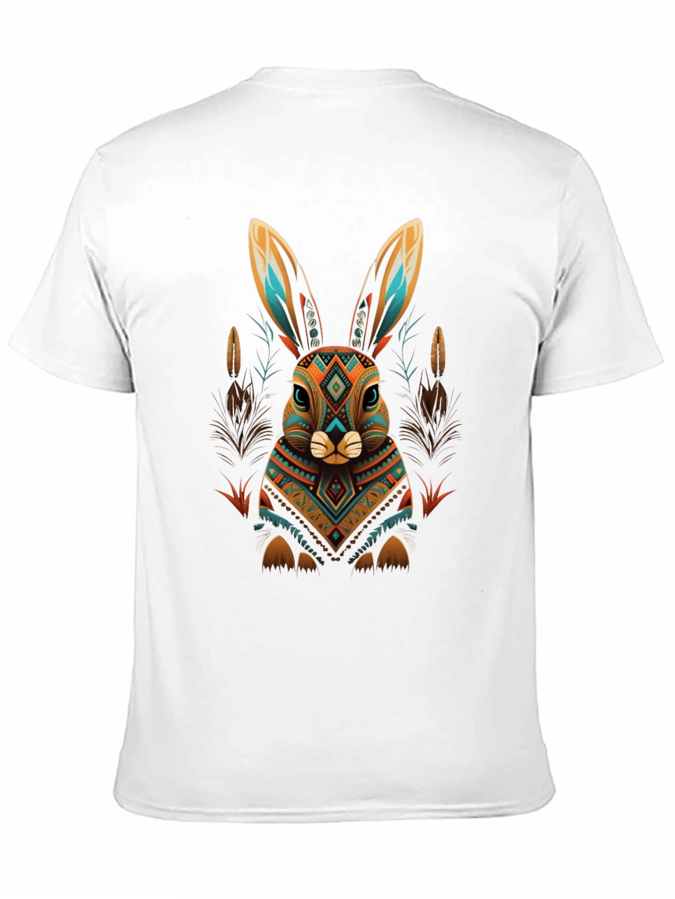 Aztec Rabbit Graphic Tee - Black Cotton Blend