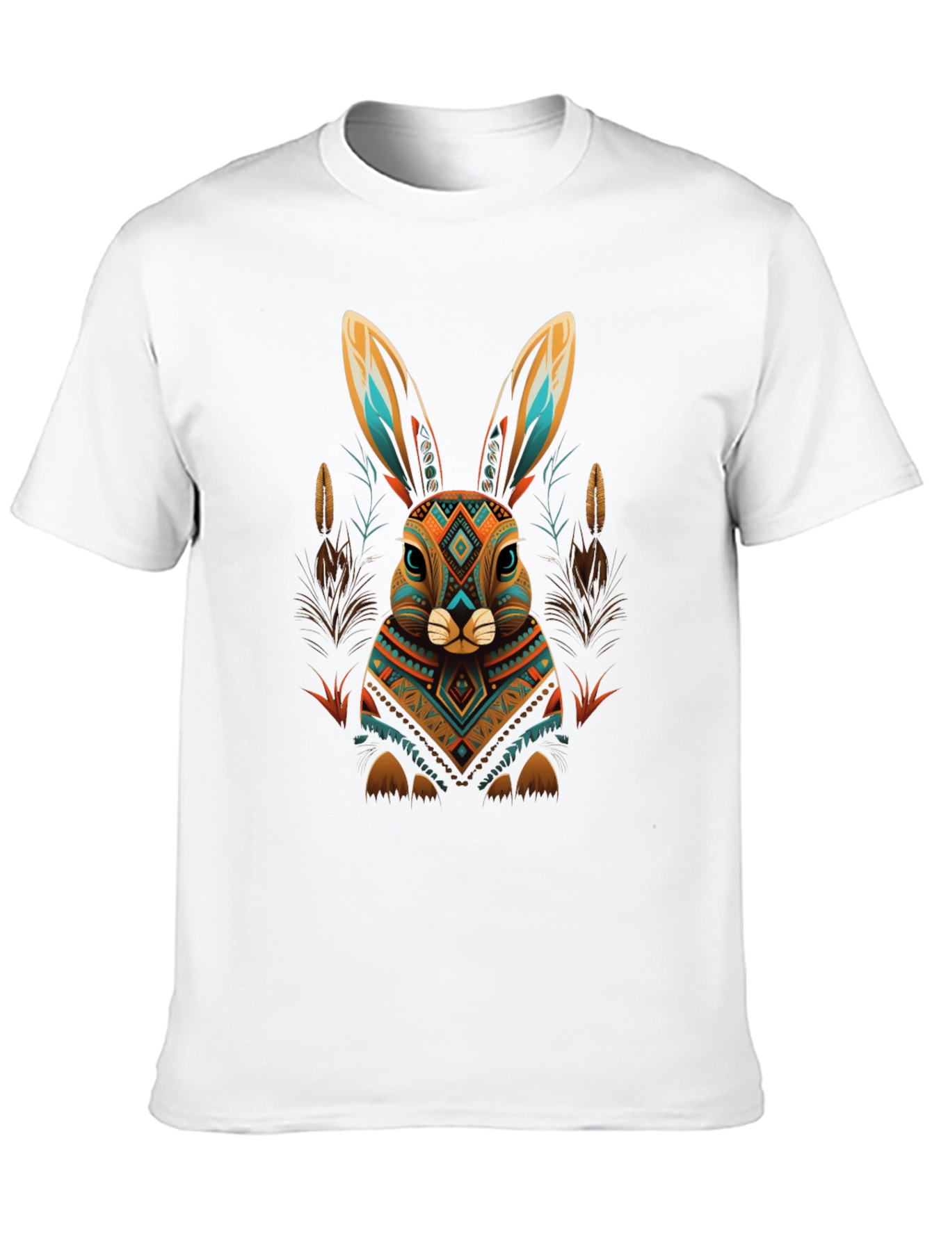 Aztec Rabbit Graphic Tee - Black Cotton Blend