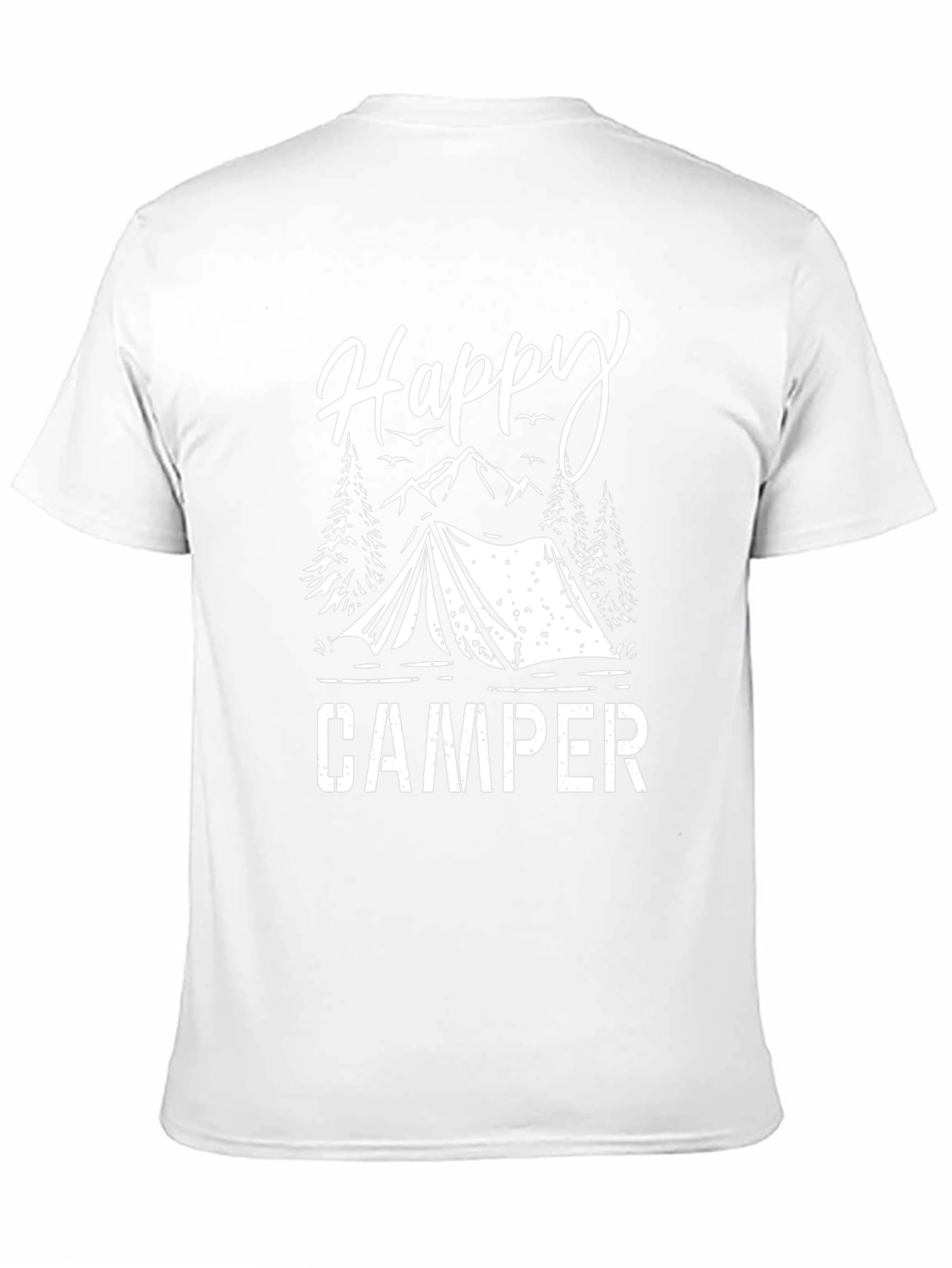 Happy Camper Graphic Tee - Black Cotton Camping Shirt