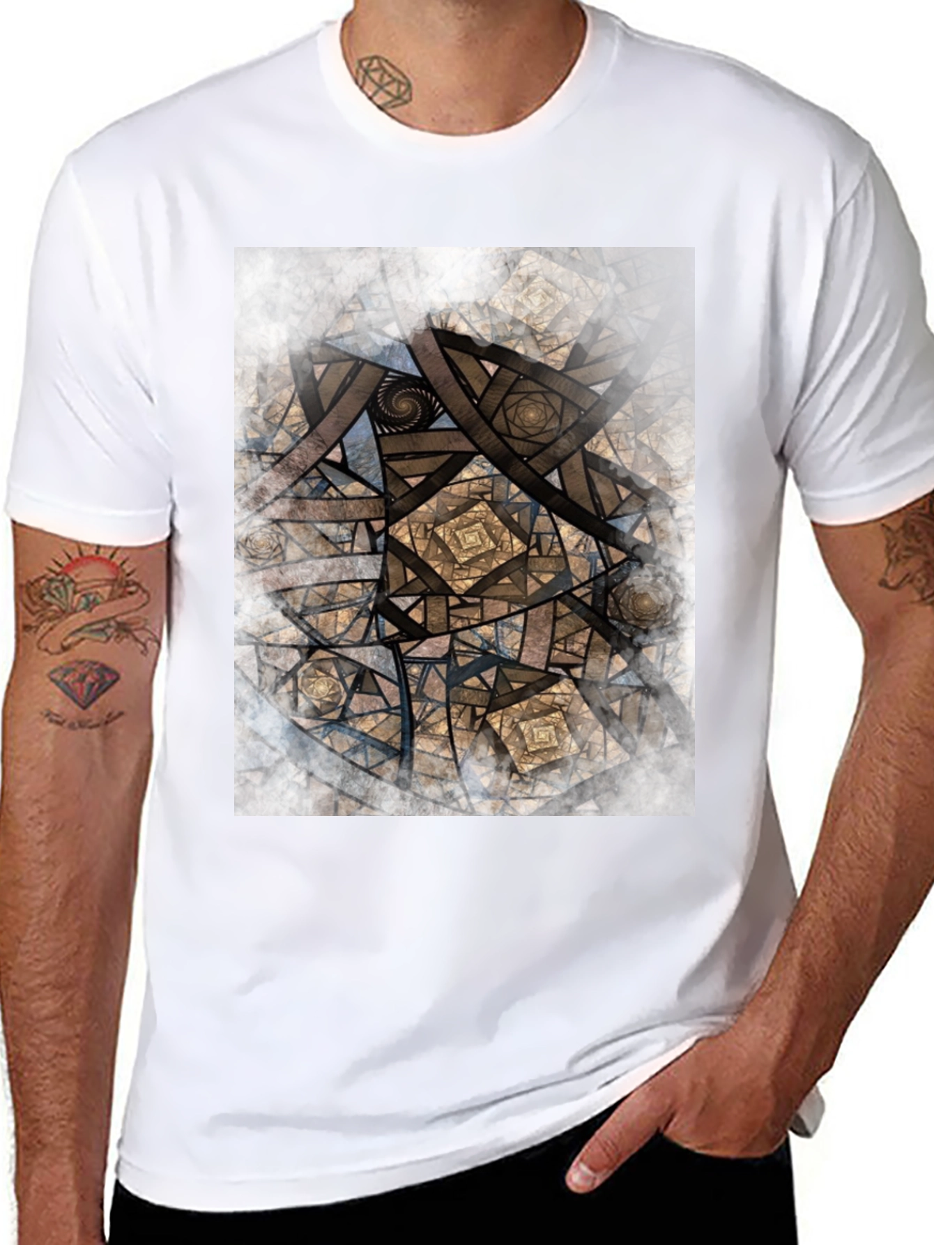 Geometric Fractal Graphic T-Shirt