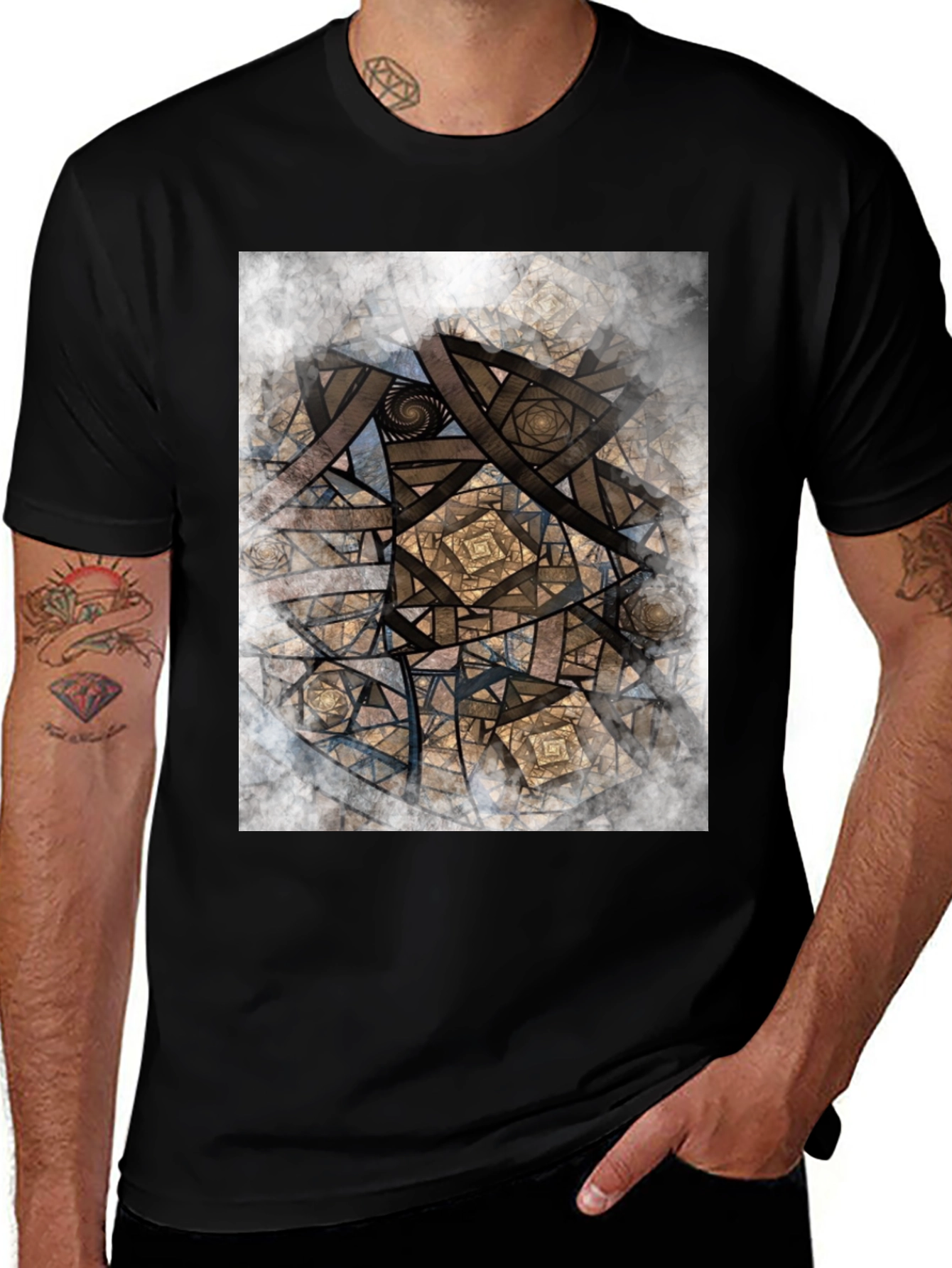 Geometric Fractal Graphic T-Shirt