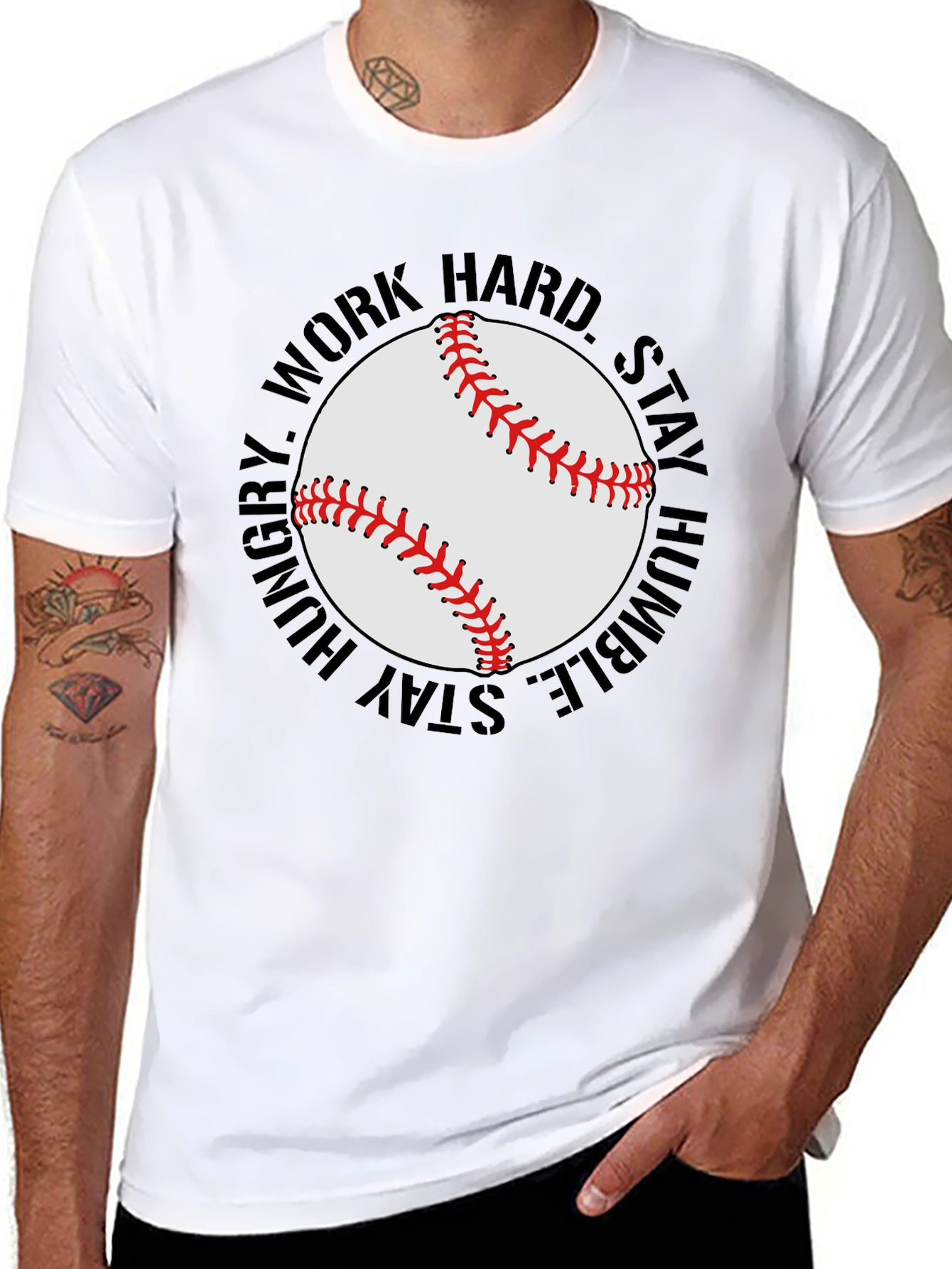 Baseball Graphic T-Shirt - Work Hard Stay Humble
