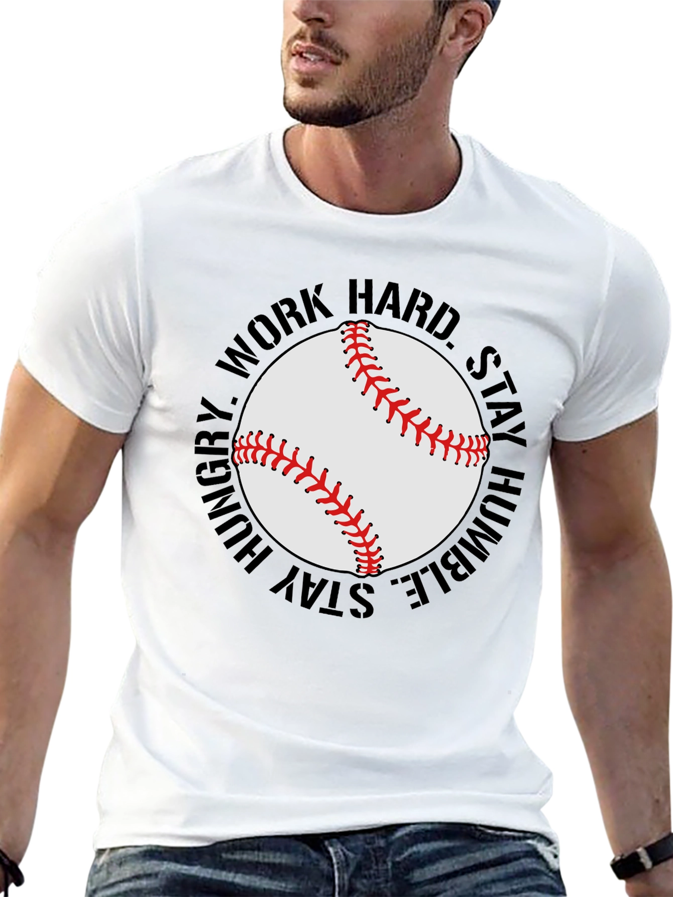 Baseball Graphic T-Shirt - Work Hard Stay Humble