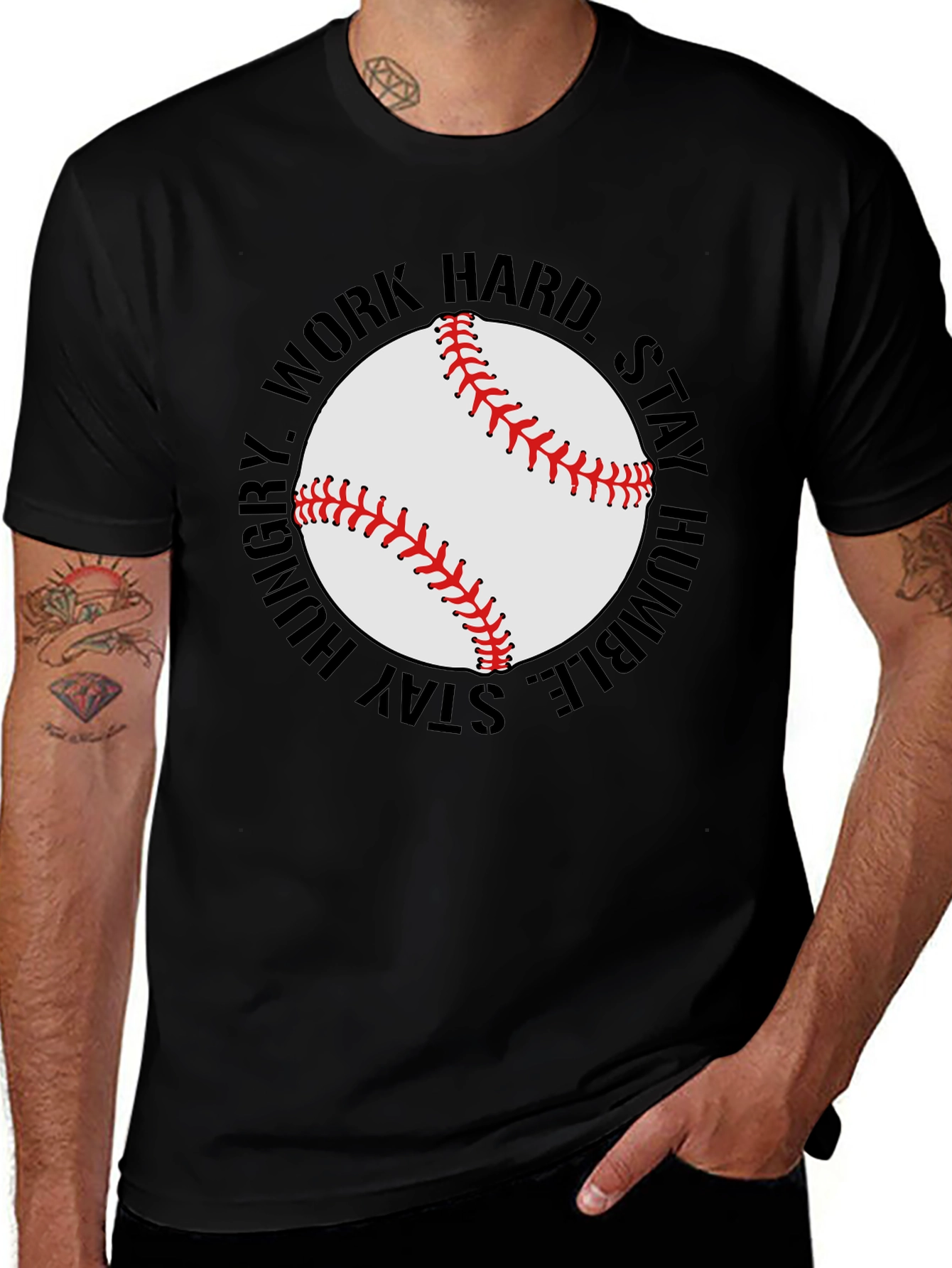 Baseball Graphic T-Shirt - Work Hard Stay Humble