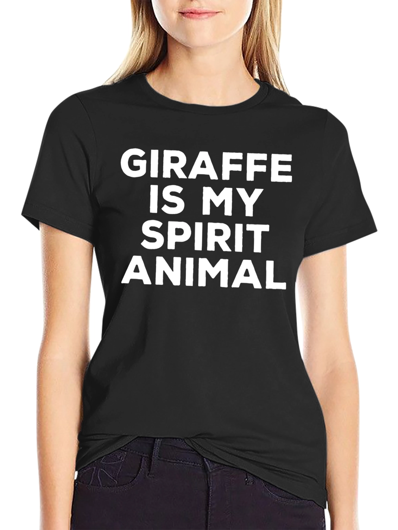 Giraffe Is My Spirit Animal Black T-Shirt