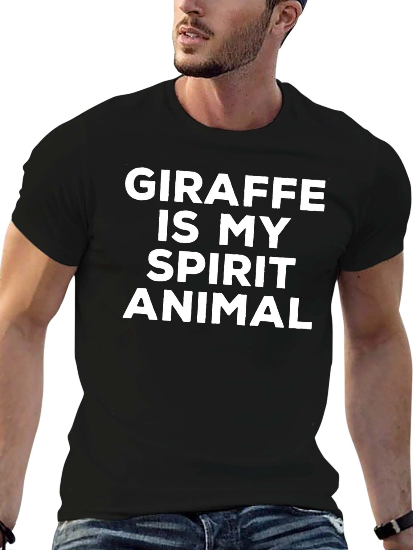 Giraffe Is My Spirit Animal Black T-Shirt