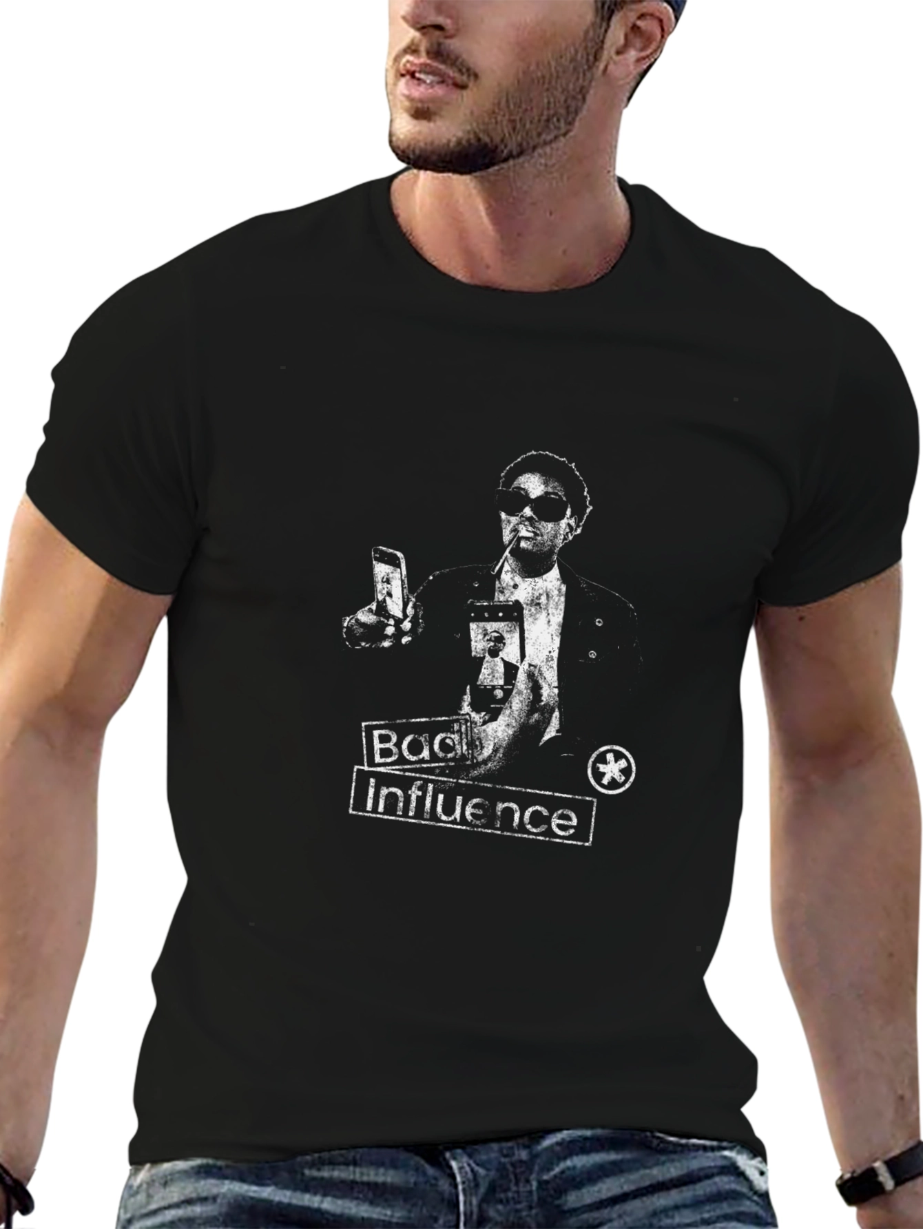 Bad Influence Graphic Print Black T-Shirt