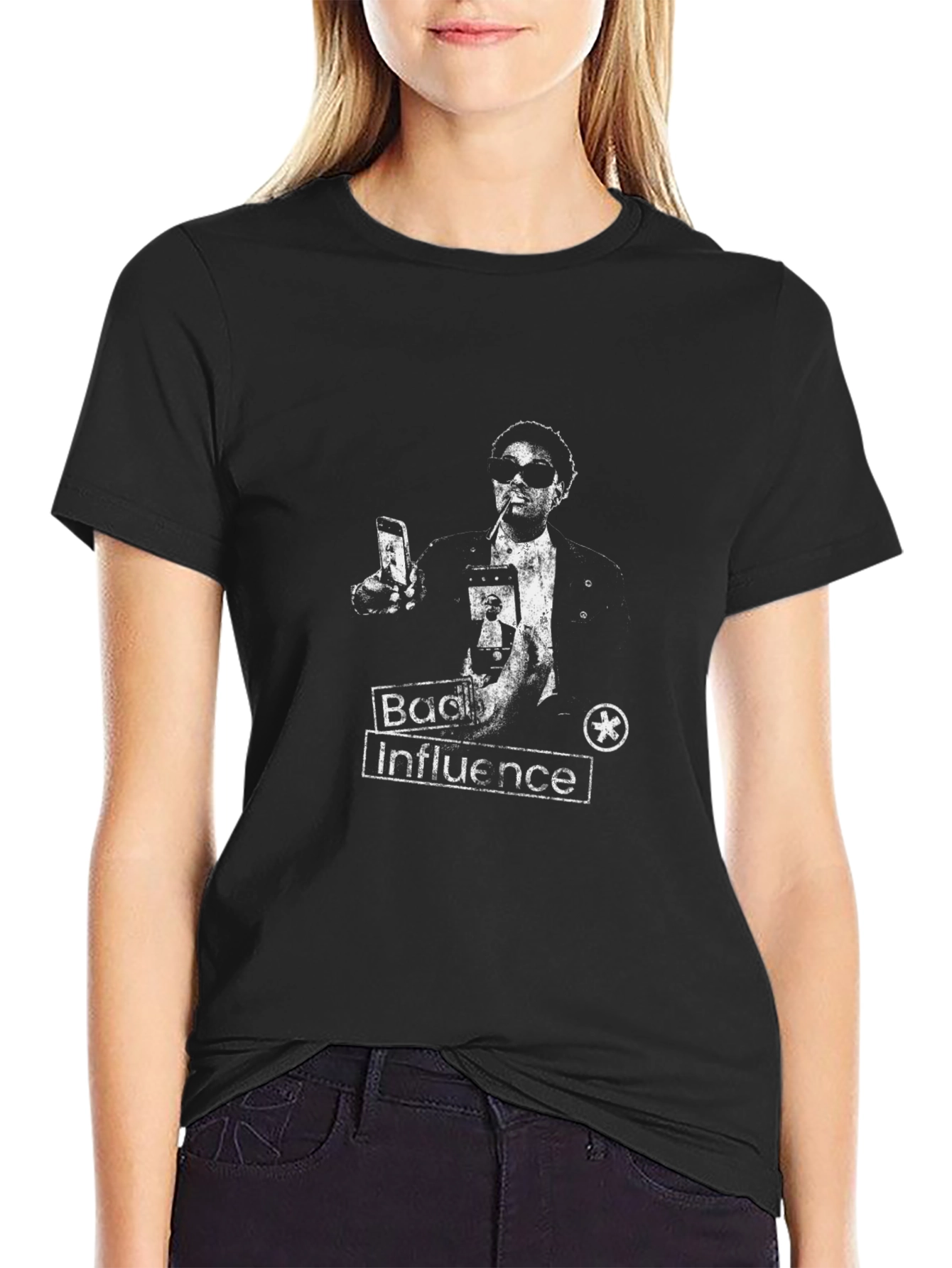 Bad Influence Graphic Print Black T-Shirt