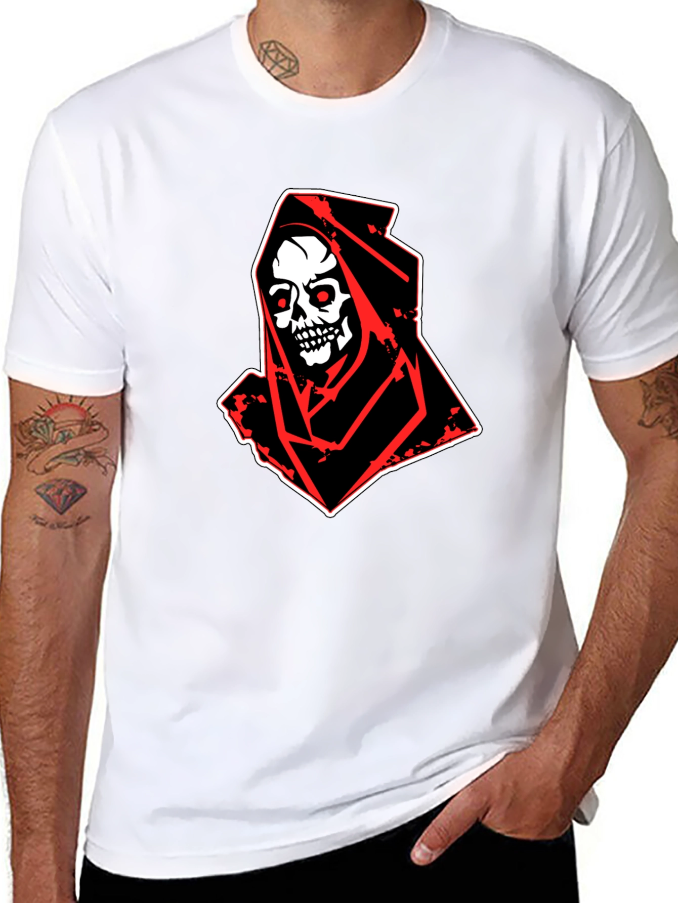 Grim Reaper Graphic Tee - Skull Design
