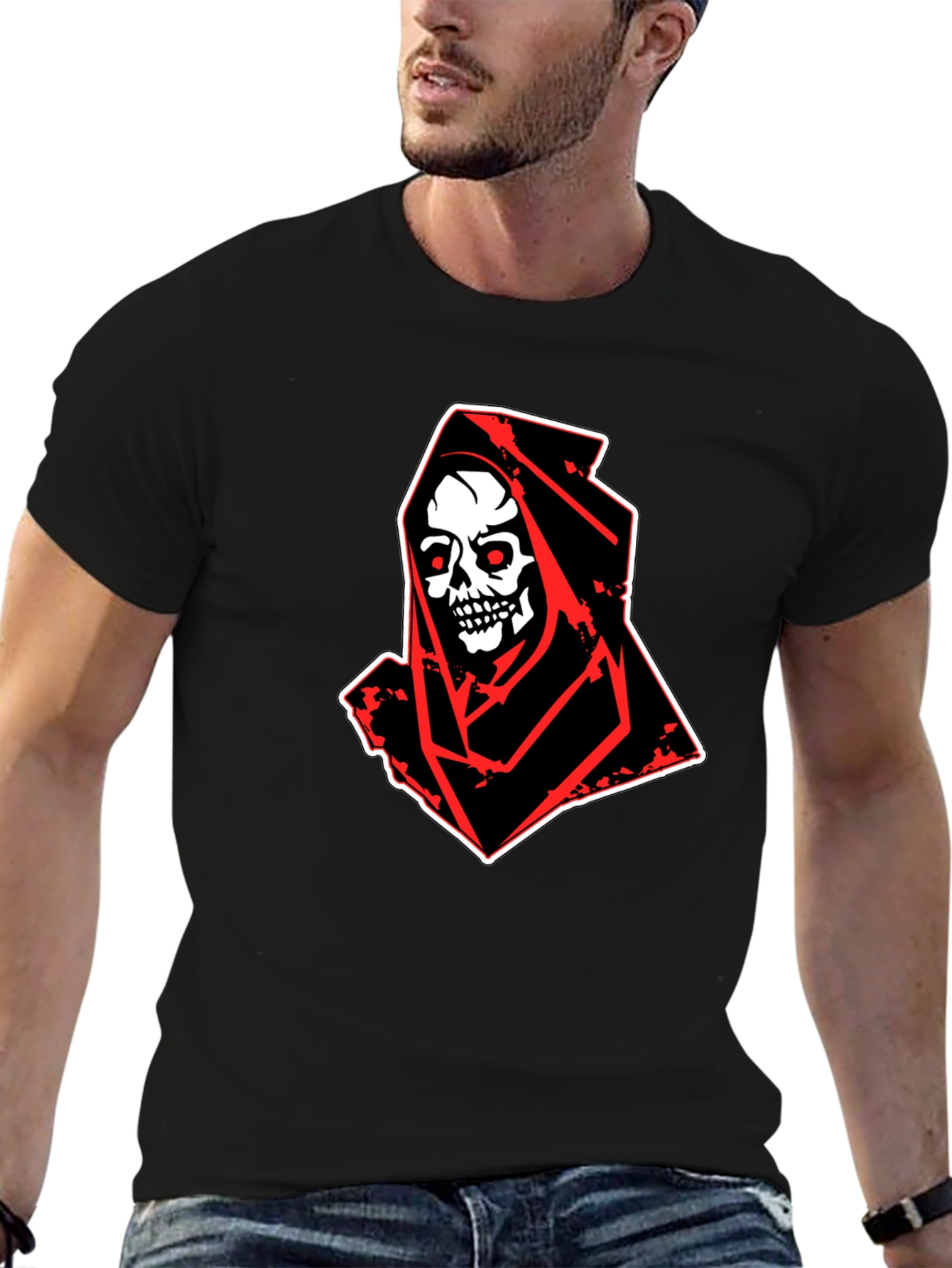 Grim Reaper Graphic Tee - Skull Design